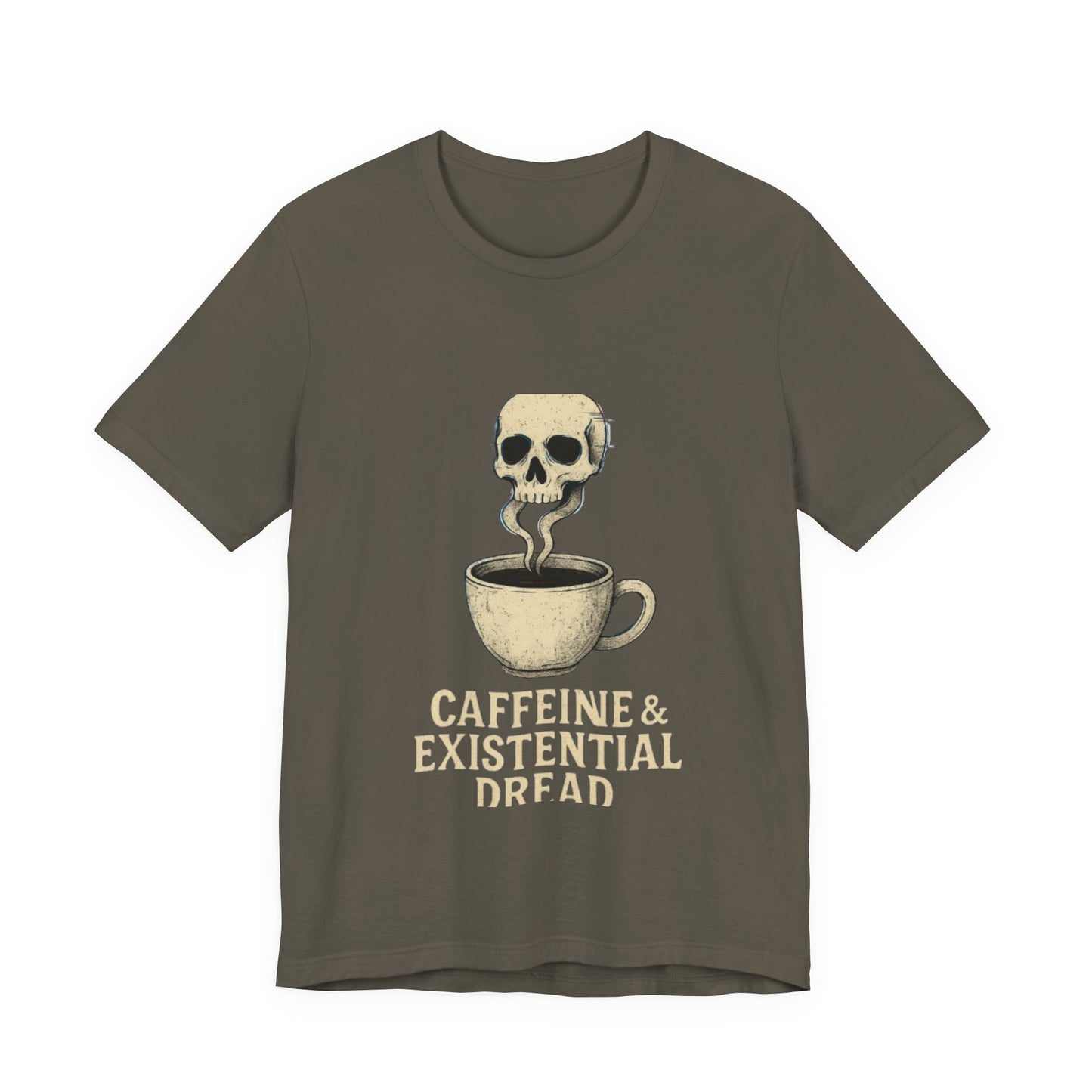 Caffeine & Existential Dread Tee, Unisex T-Shirt for Coffee Lovers, Casual Apparel, Great for Gifting, Perfect for Everyday Wear