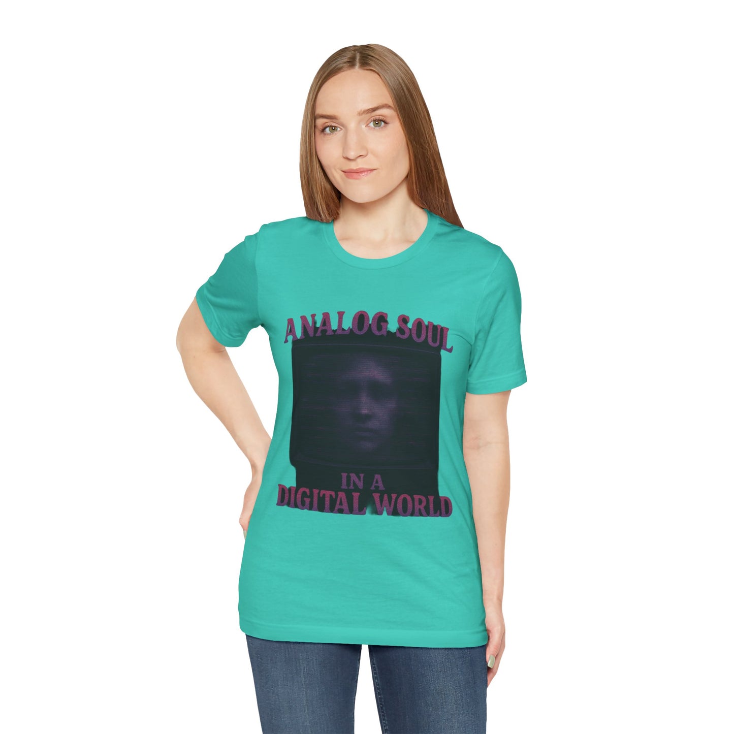 Analog Soul in a Digital World Unisex Jersey Tee, Vintage Graphic T-Shirt, Retro Aesthetic Shirt, Casual Wear, Gift for Tech Lovers, Unisex Fashion