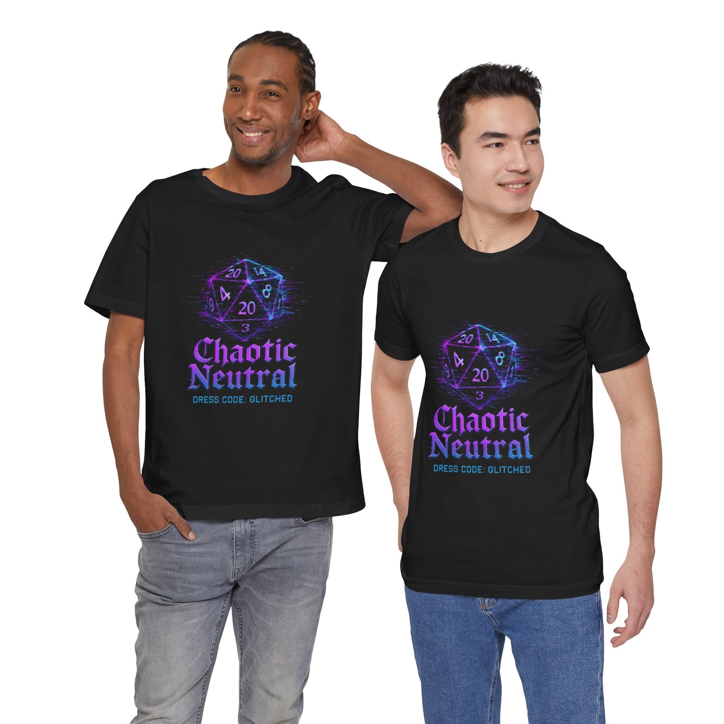 Chaotic Neutral (Glitched) Unisex Tee, Fun Graphic T-Shirt, Gamer Apparel, Roleplaying Shirt, Dungeons & Dragons Gift, Casual Wear