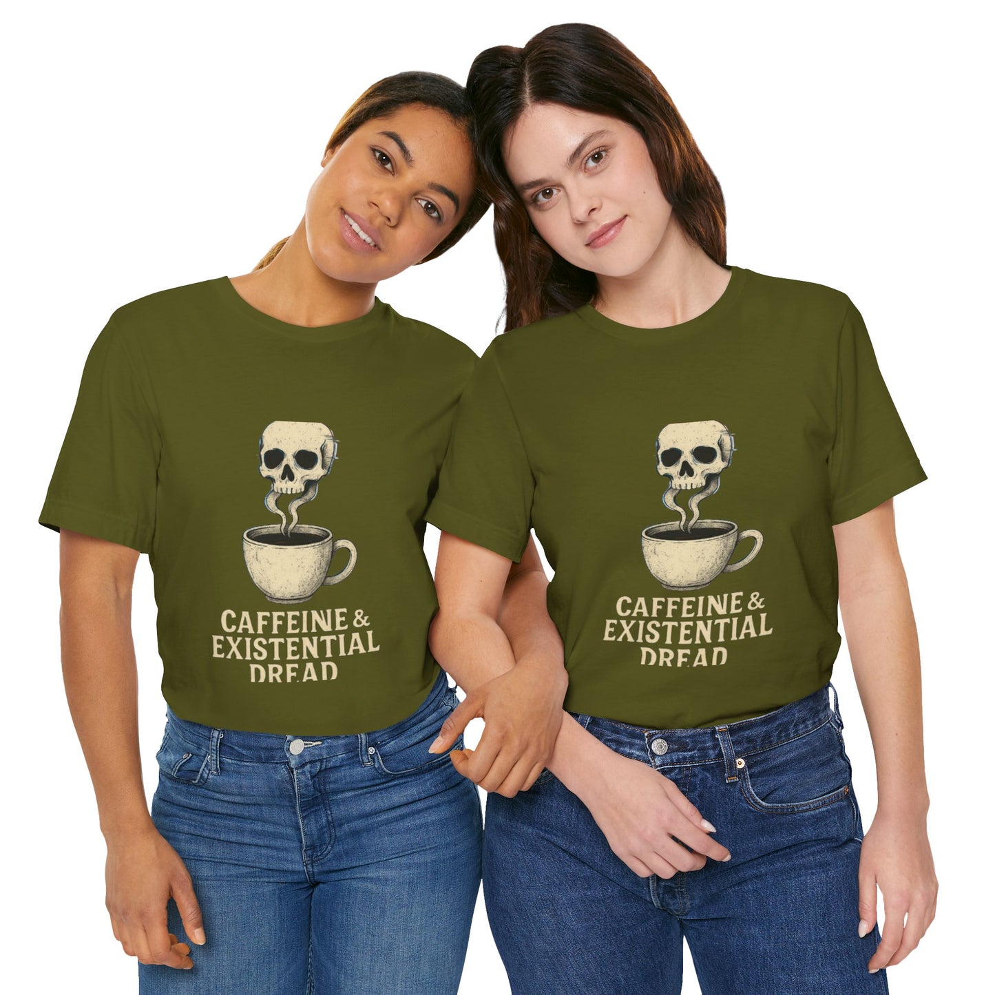 Caffeine & Existential Dread Tee, Unisex T-Shirt for Coffee Lovers, Casual Apparel, Great for Gifting, Perfect for Everyday Wear