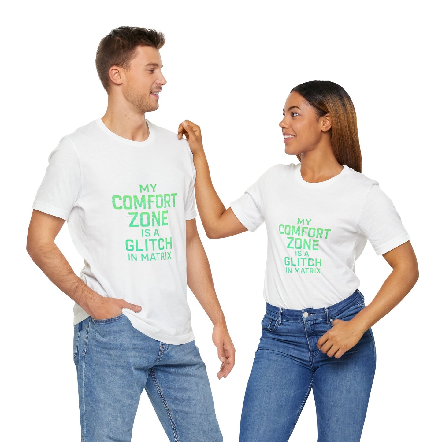 Glitch in the Comfort Matrix Short Sleeve Tee, Unisex Graphic Tee, Motivational Shirt, Casual Wear, Gift for Nerds, Matrix Humor Clothing