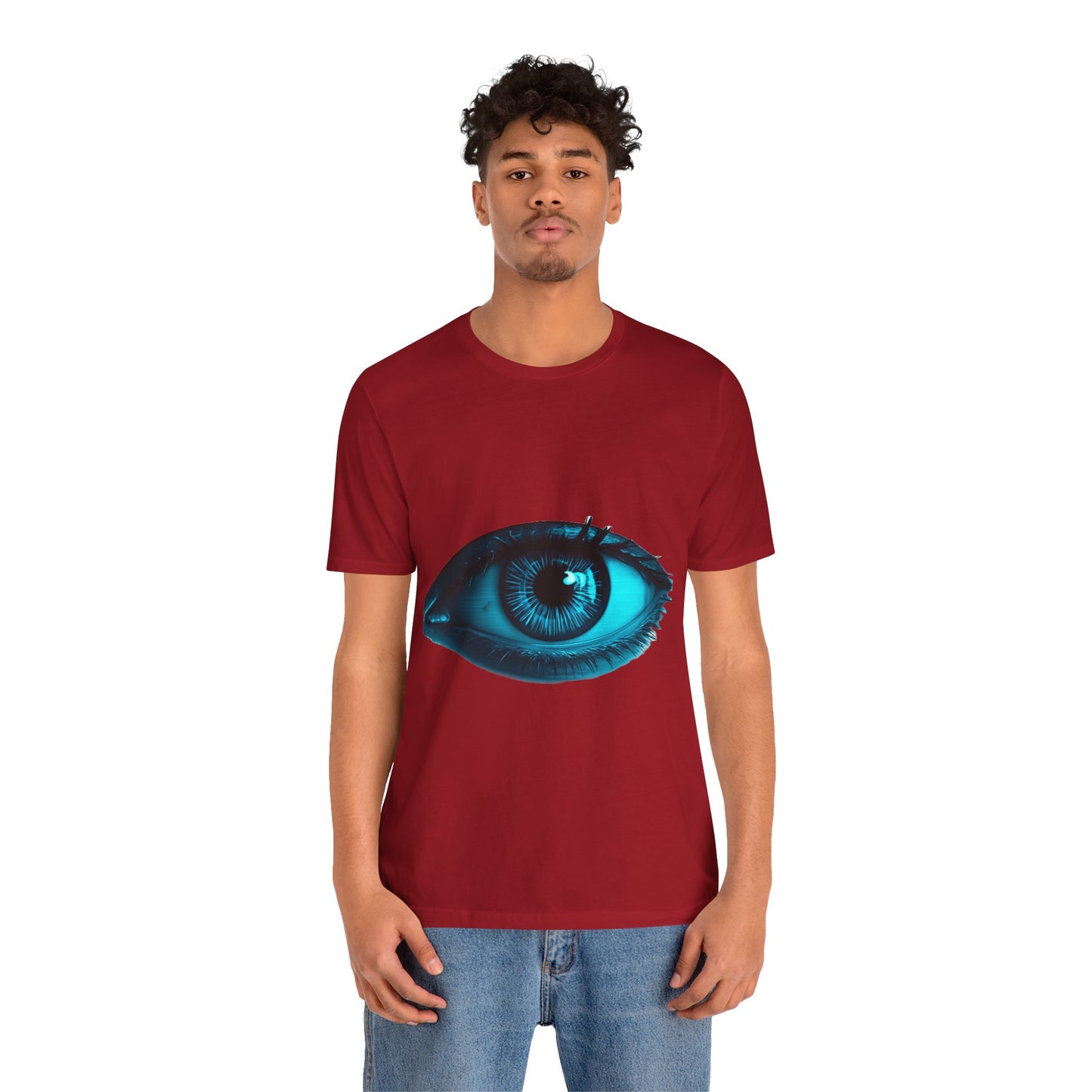 Distorted Cybernetic Gaze Eye-Catching Unisex Tee: Unique Graphic Tee, Perfect for Casual Wear, Eye Design Shirt, Trendy Gift, Statement Fashion