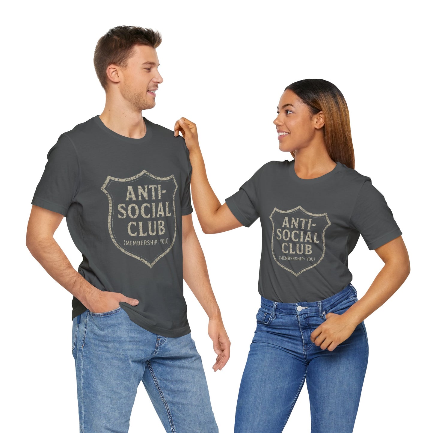 Graphic Tee Shirt - Anti-Social Club Badge Distressed Glitched Design