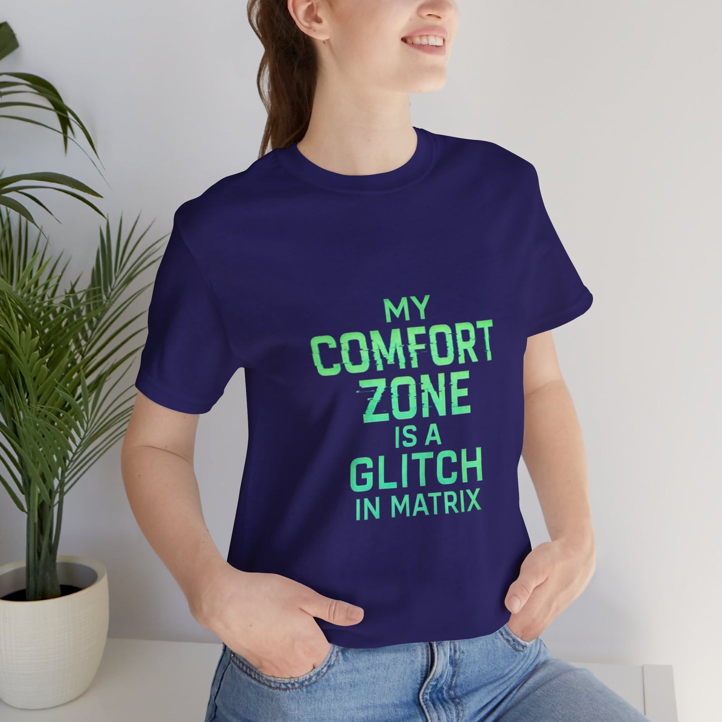 Glitch in the Comfort Matrix Short Sleeve Tee, Unisex Graphic Tee, Motivational Shirt, Casual Wear, Gift for Nerds, Matrix Humor Clothing