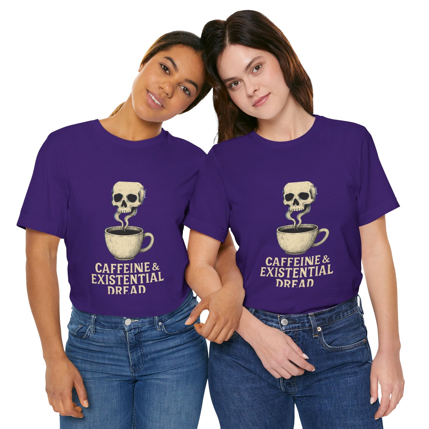 Caffeine & Existential Dread Tee, Unisex T-Shirt for Coffee Lovers, Casual Apparel, Great for Gifting, Perfect for Everyday Wear
