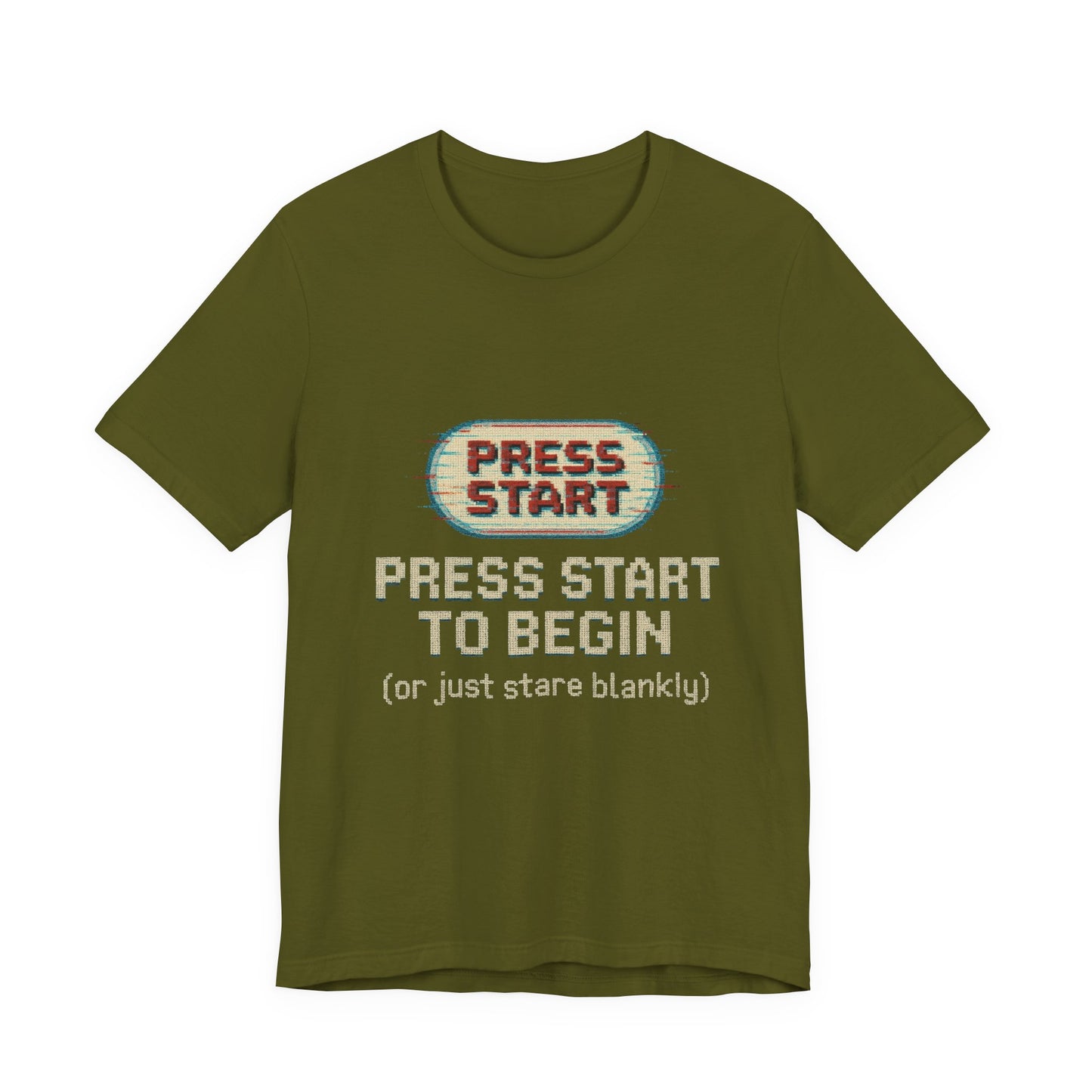 Press Start (or Stare) Unisex Tee, Gamer Shirt, Video Game Gift, Retro Gaming Top, Casual Wear, Fun Graphic T-Shirt