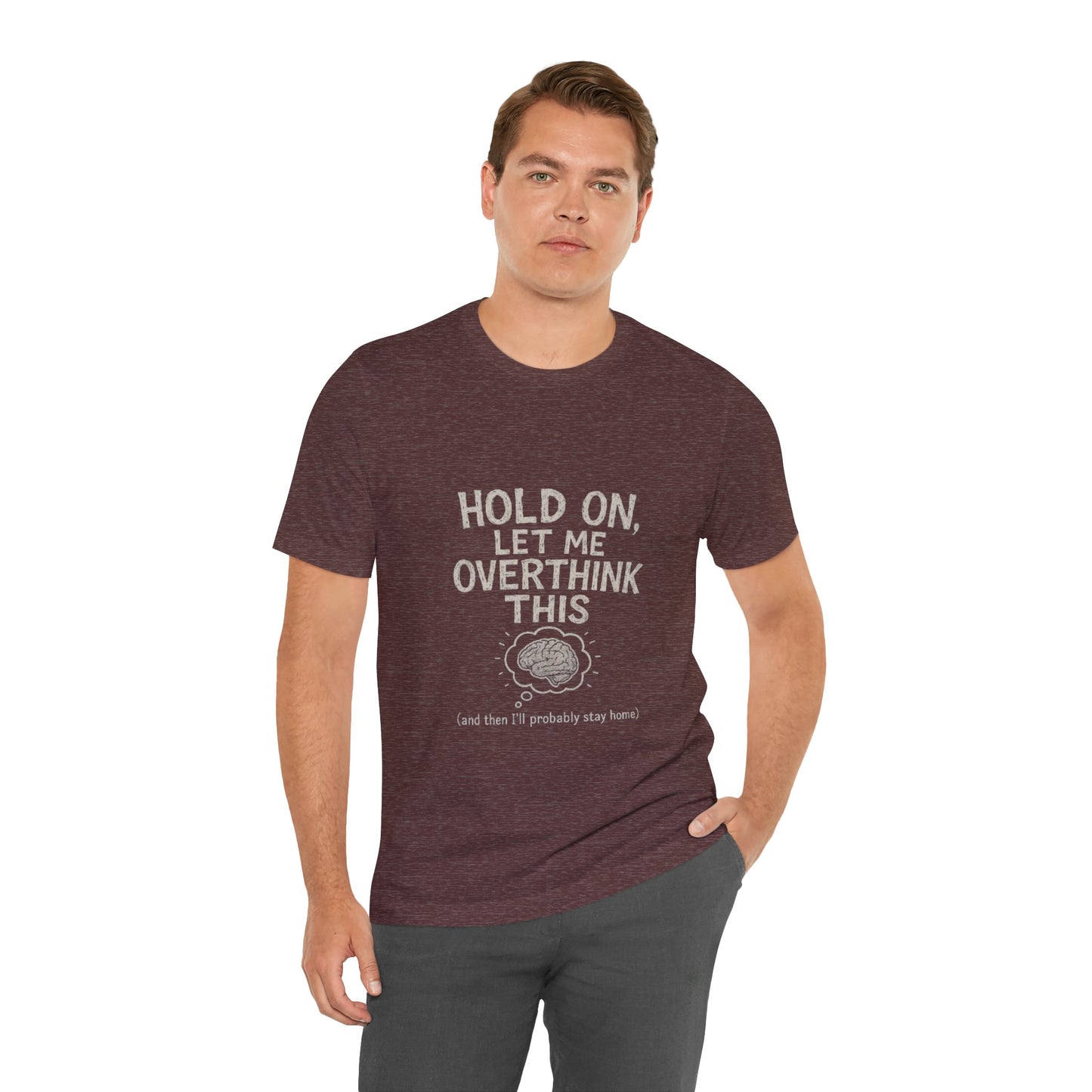 Short Sleeve Tee - 'Hold On, Let Me Overthink This' Glitched Thought Bubble Design