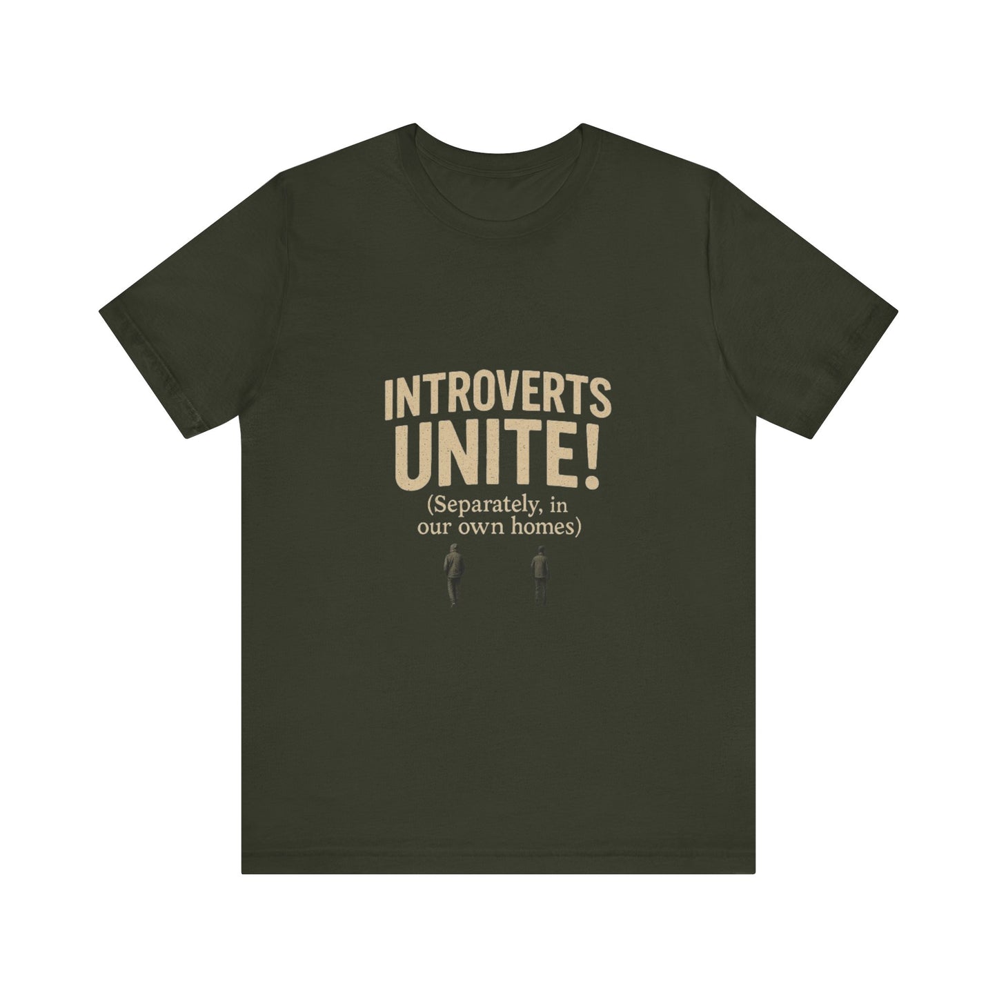 Introvert Unite Tee - Bold Text and Pixelated Figures - Unisex Jersey Short Sleeve