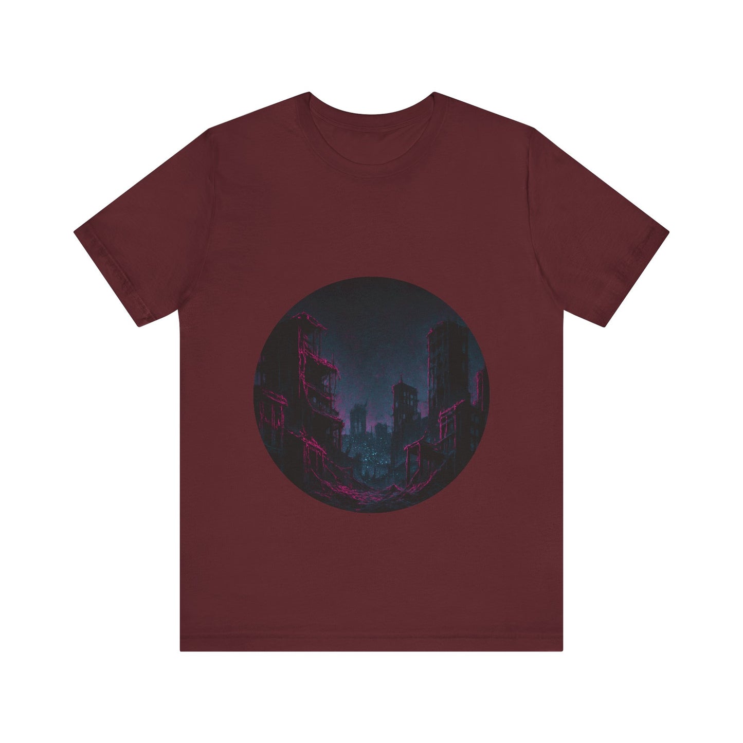 Urban Decay, Neon Dreams Tee - Unisex Short Sleeve Shirt, Modern Graphic Tee, Streetwear, Casual Outfit, Gift for Art Lovers, Cityscape Design