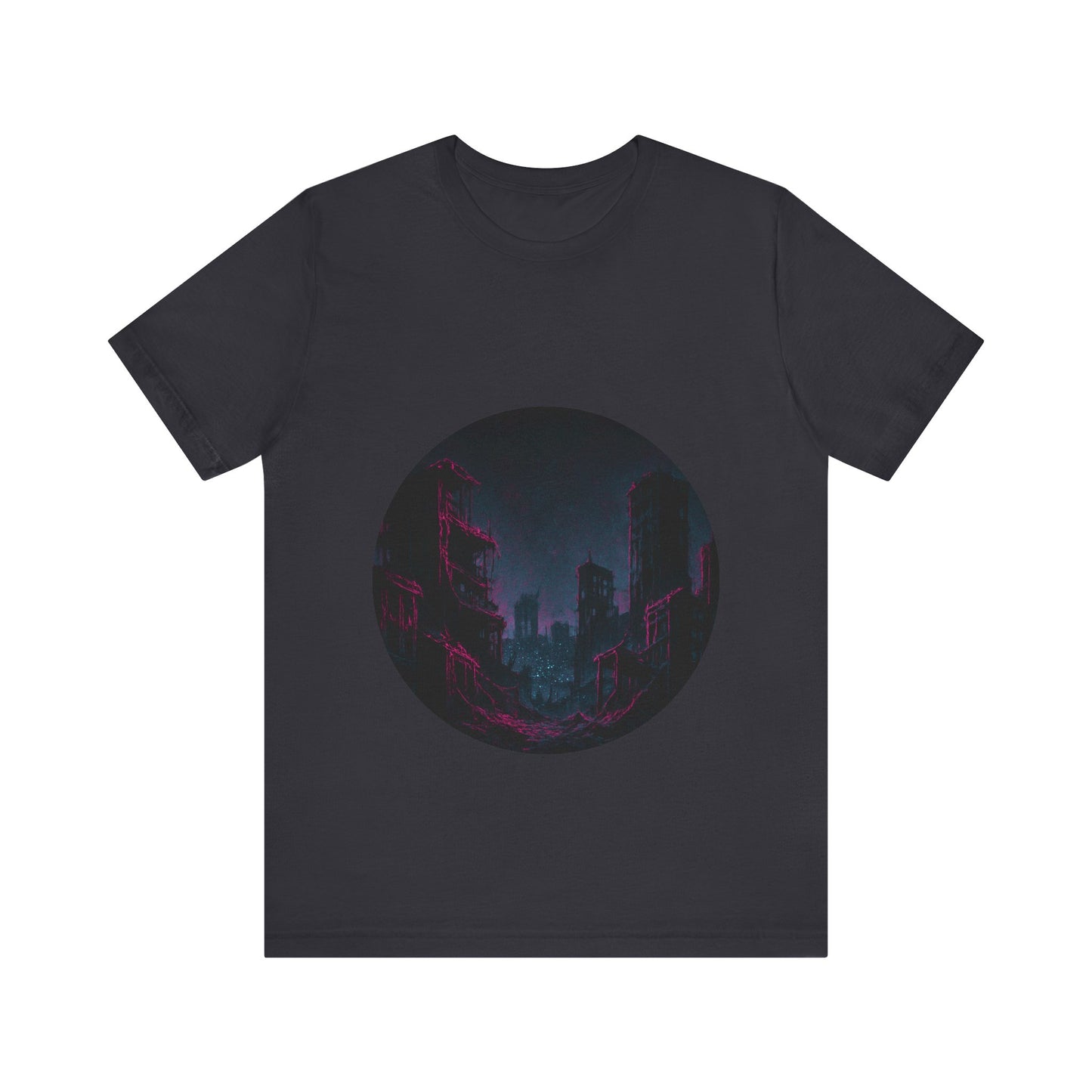 Urban Decay, Neon Dreams Tee - Unisex Short Sleeve Shirt, Modern Graphic Tee, Streetwear, Casual Outfit, Gift for Art Lovers, Cityscape Design