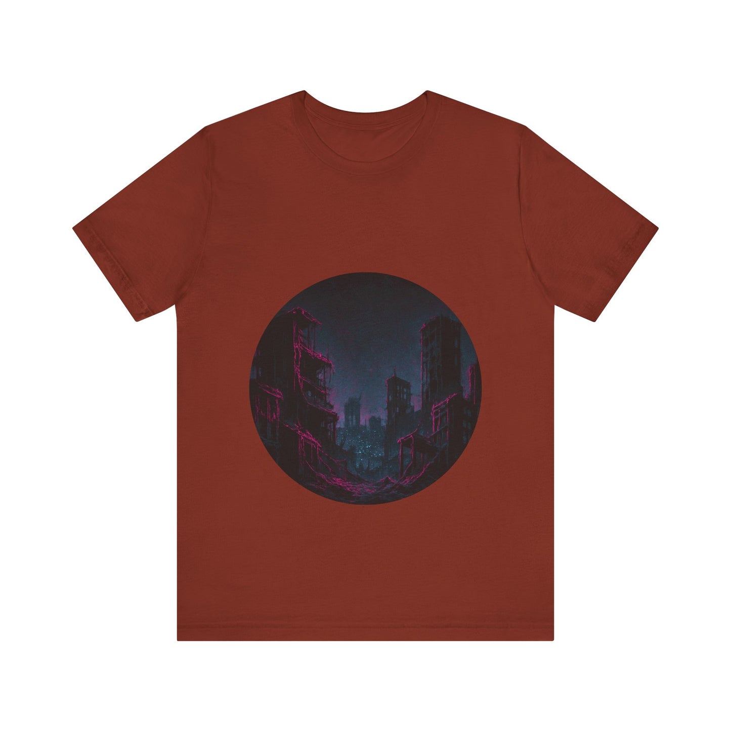 Urban Decay, Neon Dreams Tee - Unisex Short Sleeve Shirt, Modern Graphic Tee, Streetwear, Casual Outfit, Gift for Art Lovers, Cityscape Design