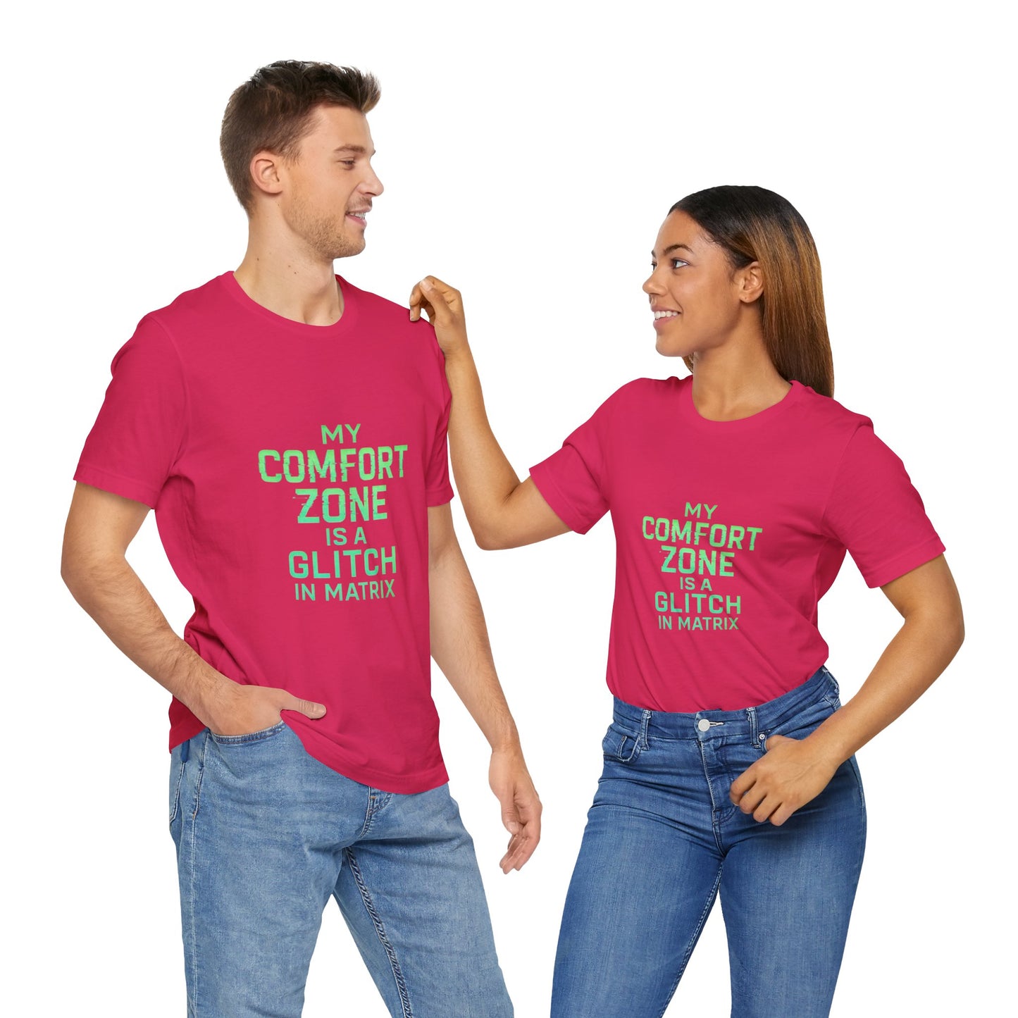 Glitch in the Comfort Matrix Short Sleeve Tee, Unisex Graphic Tee, Motivational Shirt, Casual Wear, Gift for Nerds, Matrix Humor Clothing