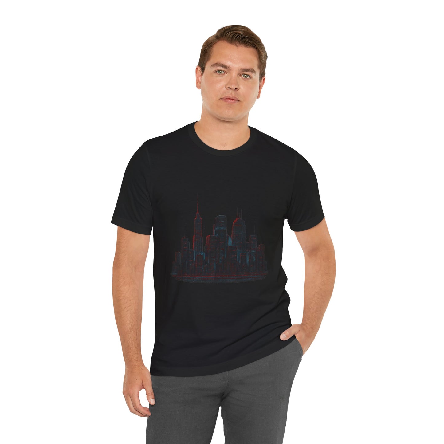 Glitched Neo-Tokyo Skyline Graphic Tee | Casual Wear, Street Style, Gift for City Lovers, Travel Enthusiasts, Summer Essentials