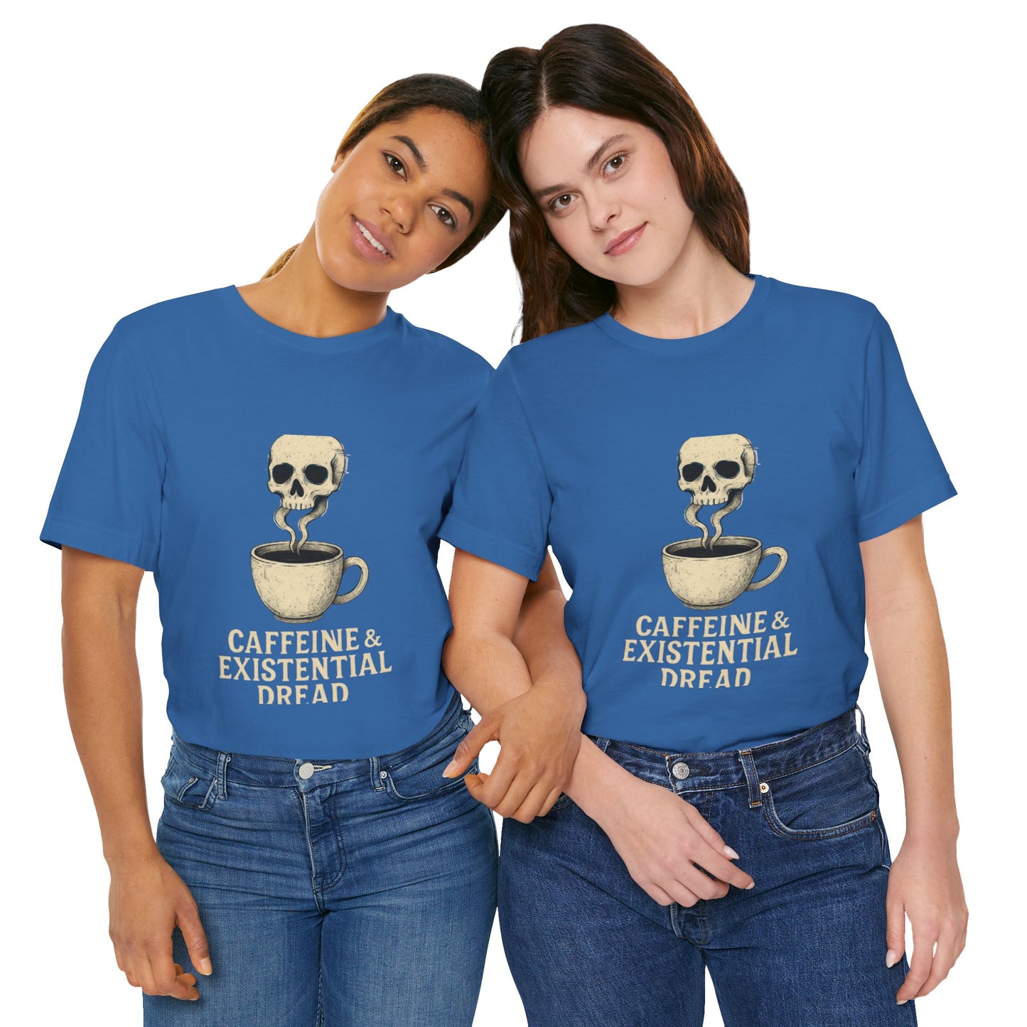 Caffeine & Existential Dread Tee, Unisex T-Shirt for Coffee Lovers, Casual Apparel, Great for Gifting, Perfect for Everyday Wear