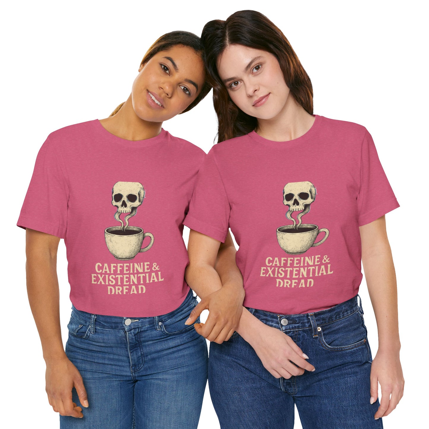 Caffeine & Existential Dread Tee, Unisex T-Shirt for Coffee Lovers, Casual Apparel, Great for Gifting, Perfect for Everyday Wear