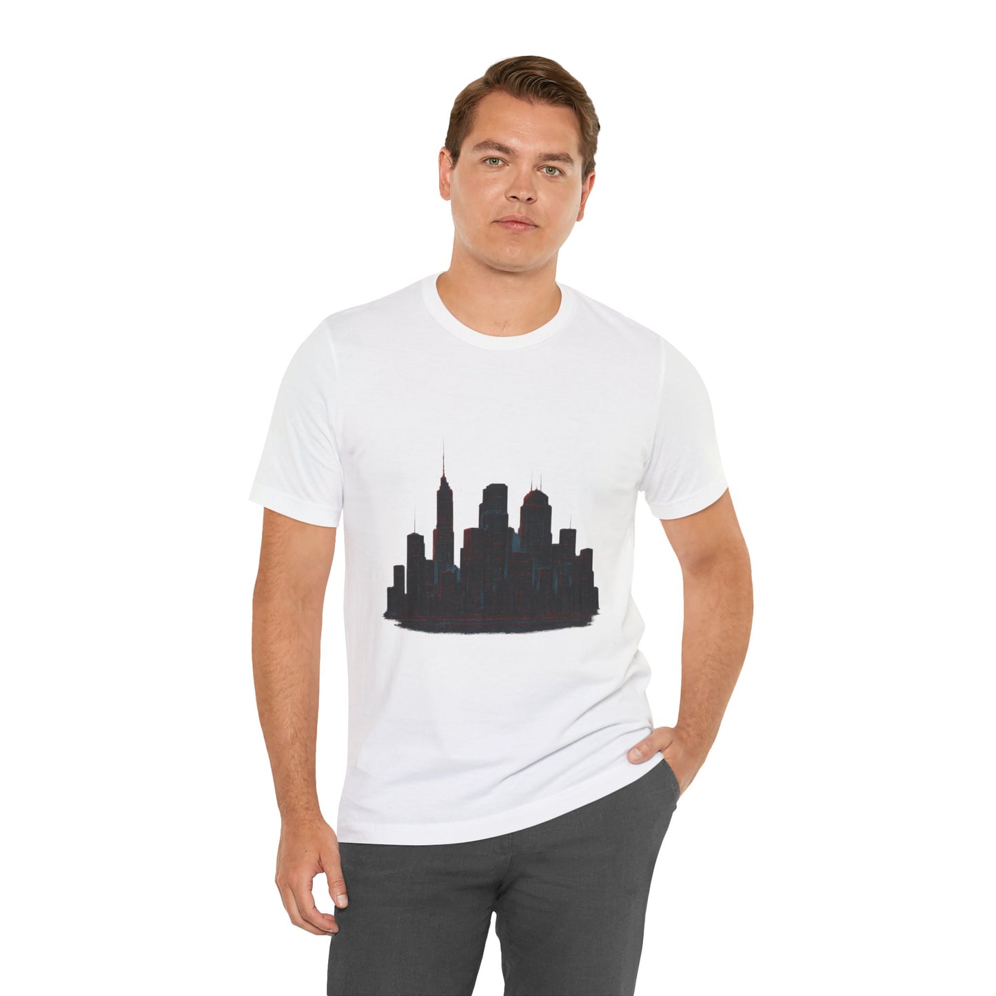 Glitched Neo-Tokyo Skyline Graphic Tee | Casual Wear, Street Style, Gift for City Lovers, Travel Enthusiasts, Summer Essentials