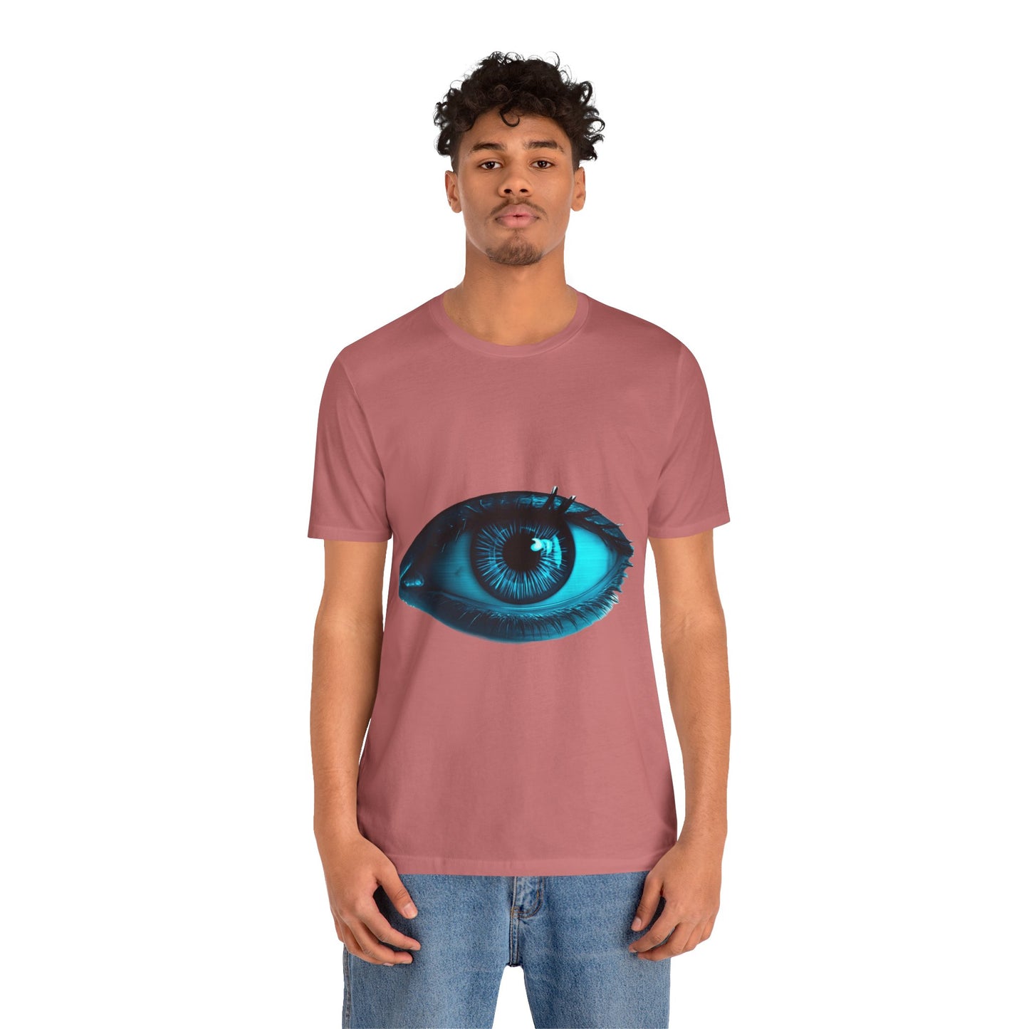 Distorted Cybernetic Gaze Eye-Catching Unisex Tee: Unique Graphic Tee, Perfect for Casual Wear, Eye Design Shirt, Trendy Gift, Statement Fashion