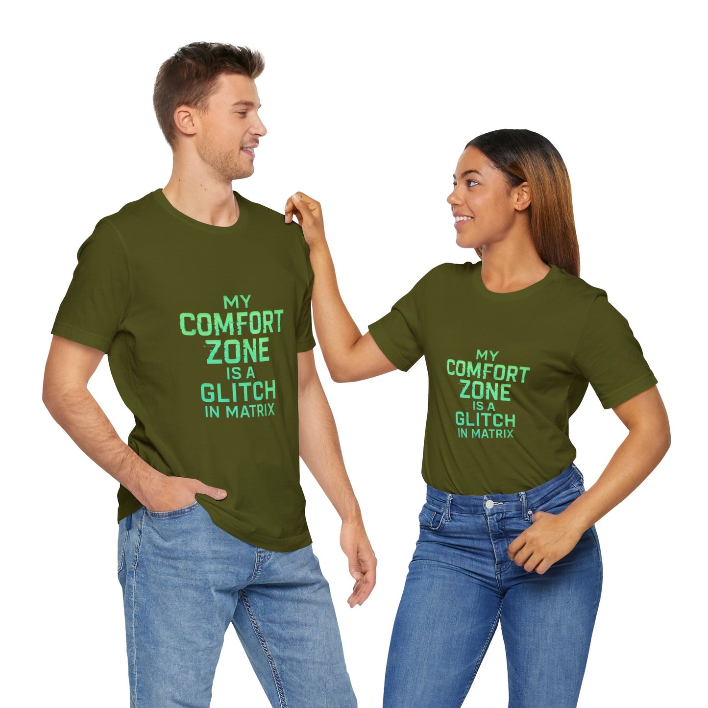 Glitch in the Comfort Matrix Short Sleeve Tee, Unisex Graphic Tee, Motivational Shirt, Casual Wear, Gift for Nerds, Matrix Humor Clothing