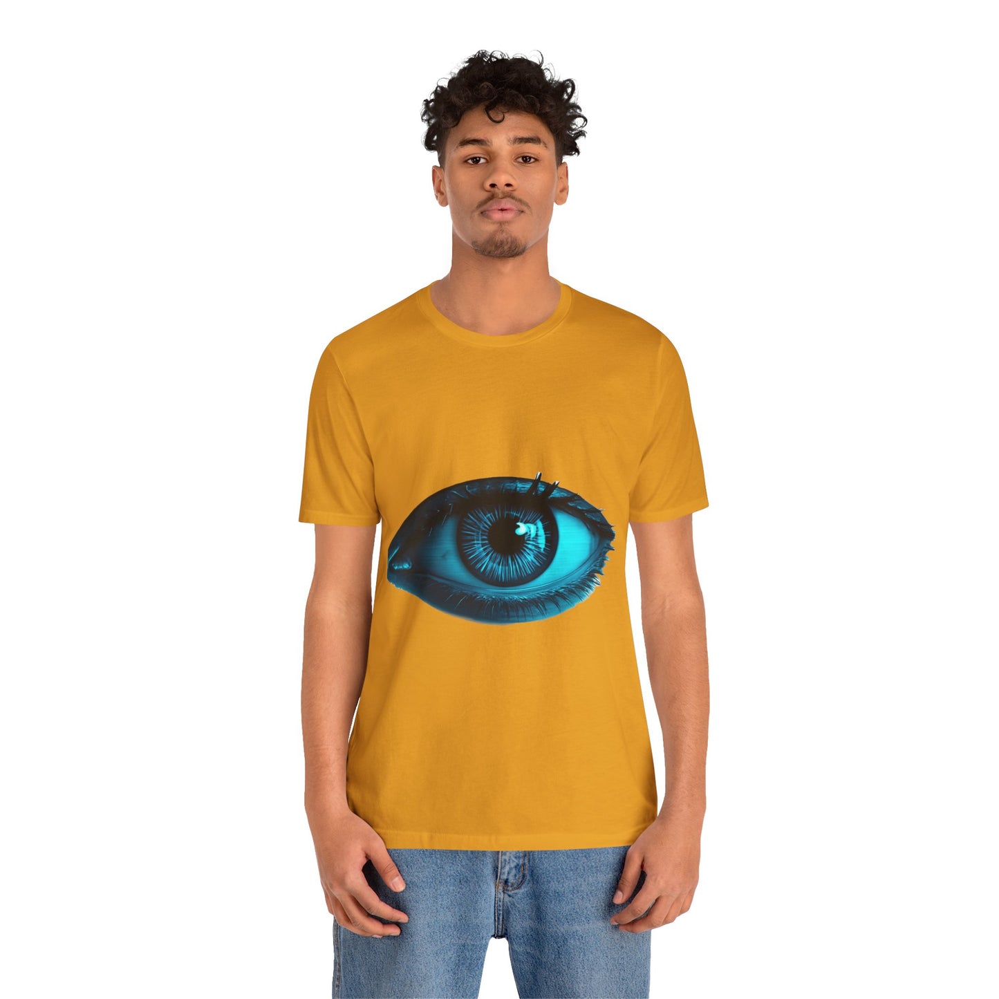 Distorted Cybernetic Gaze Eye-Catching Unisex Tee: Unique Graphic Tee, Perfect for Casual Wear, Eye Design Shirt, Trendy Gift, Statement Fashion