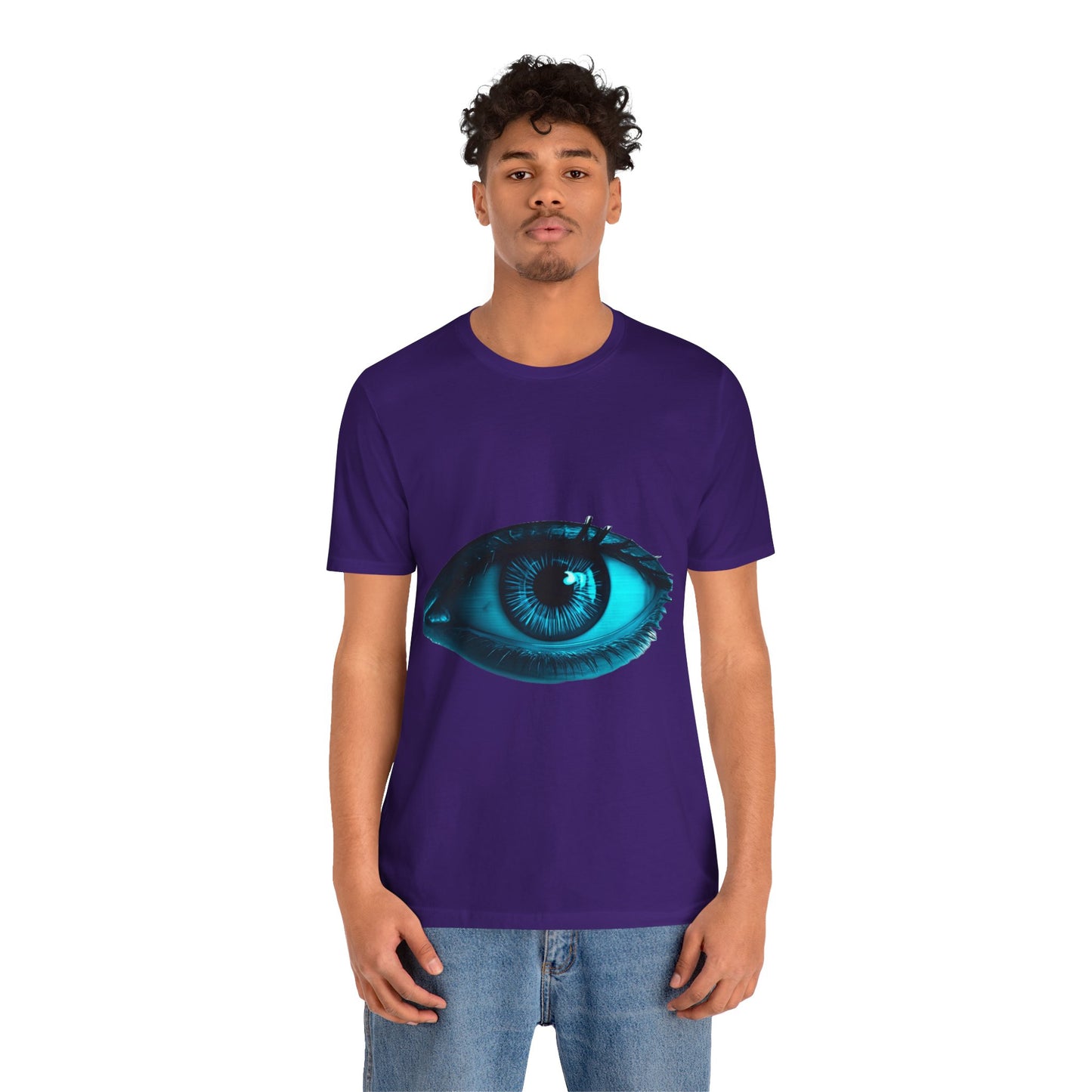 Distorted Cybernetic Gaze Eye-Catching Unisex Tee: Unique Graphic Tee, Perfect for Casual Wear, Eye Design Shirt, Trendy Gift, Statement Fashion