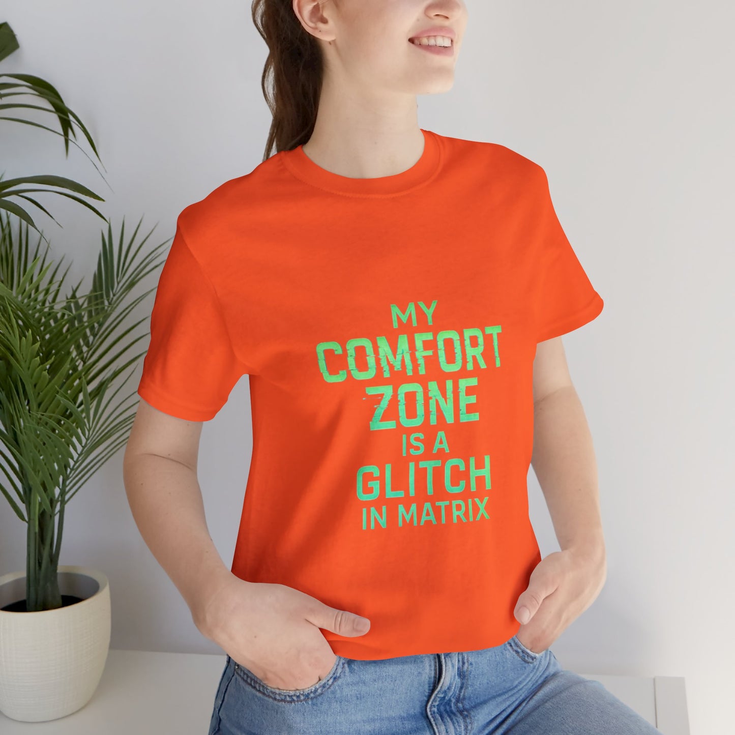 Glitch in the Comfort Matrix Short Sleeve Tee, Unisex Graphic Tee, Motivational Shirt, Casual Wear, Gift for Nerds, Matrix Humor Clothing