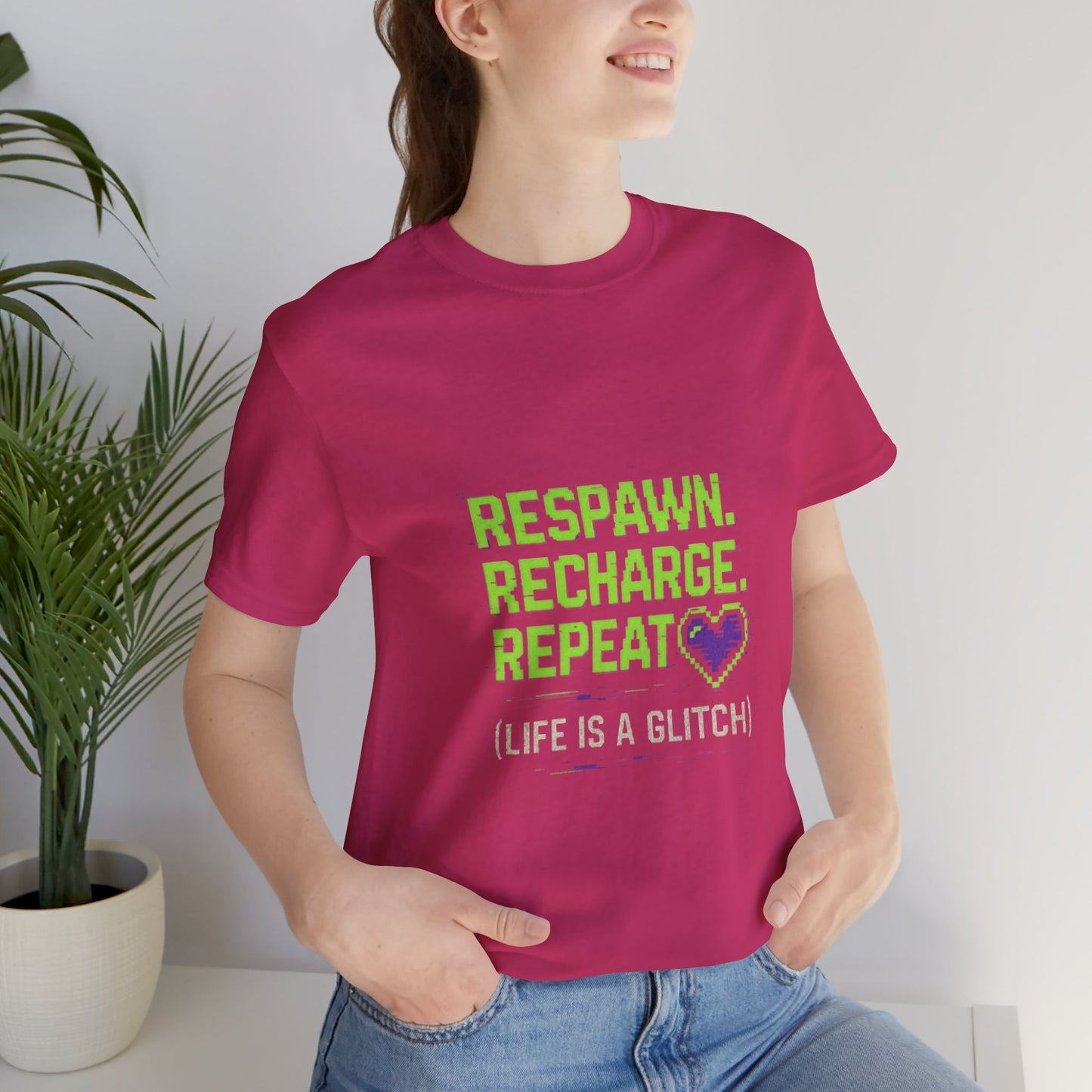 Respawn. Recharge. Glitch. Gaming Life Tee - Respawn Recharge Repeat, Gamer Shirt, Unisex T-Shirt, Gift for Gamers, Video Game Apparel