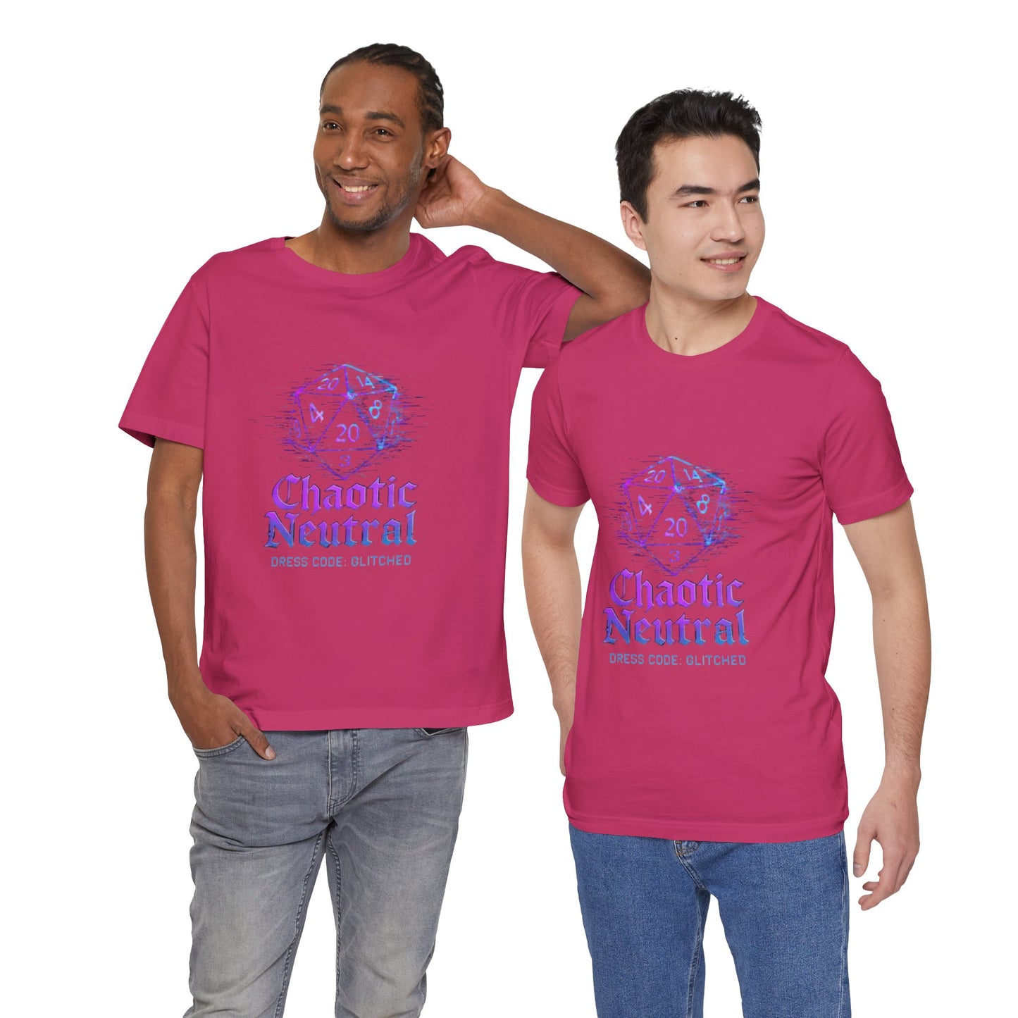 Chaotic Neutral (Glitched) Unisex Tee, Fun Graphic T-Shirt, Gamer Apparel, Roleplaying Shirt, Dungeons & Dragons Gift, Casual Wear