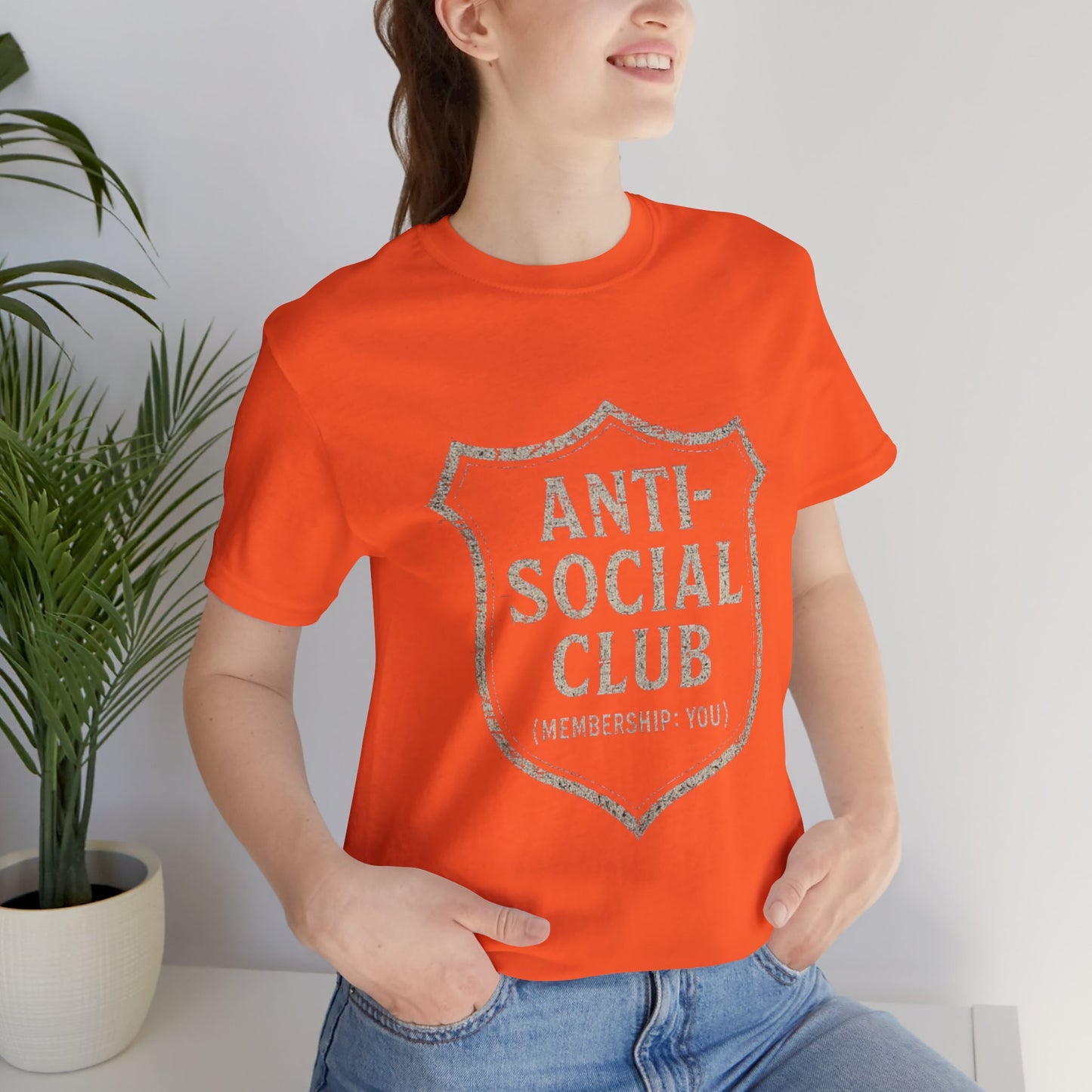 Graphic Tee Shirt - Anti-Social Club Badge Distressed Glitched Design