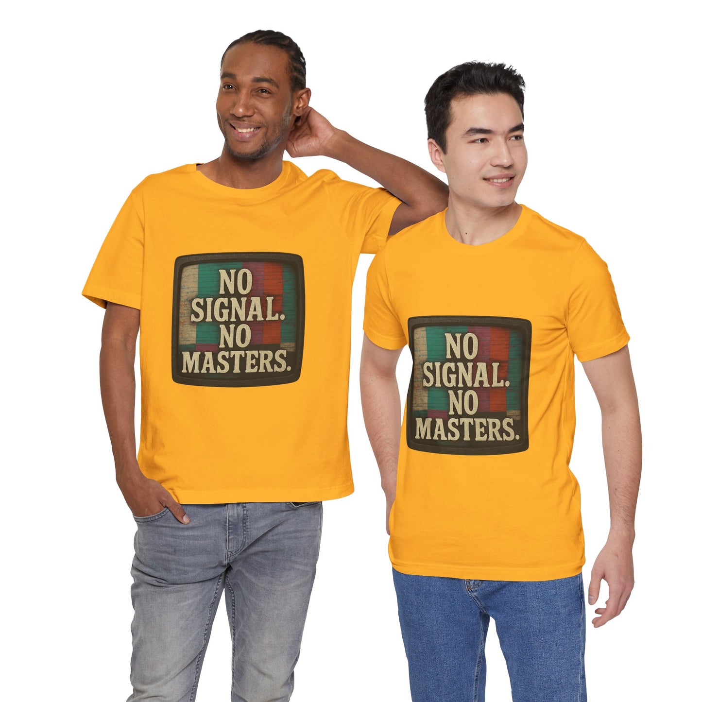 Unisex Tee - No Signal No Masters TV Graphic Glitch Effect Shirt