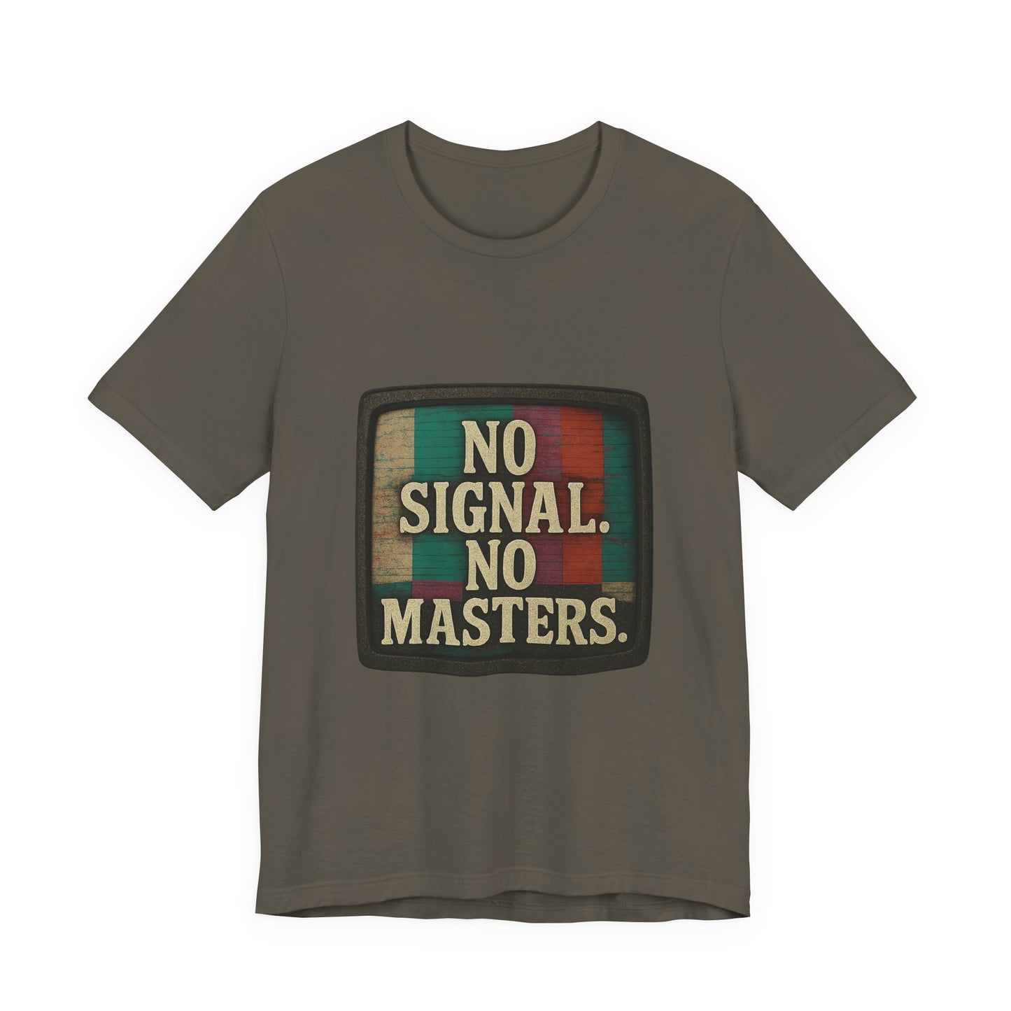 Unisex Tee - No Signal No Masters TV Graphic Glitch Effect Shirt