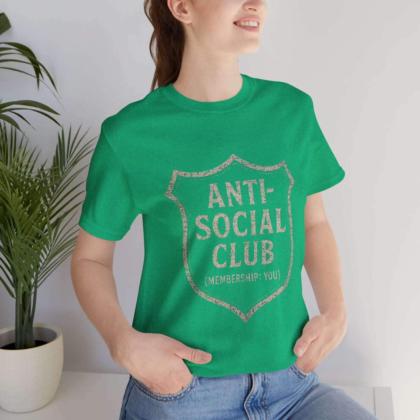 Graphic Tee Shirt - Anti-Social Club Badge Distressed Glitched Design