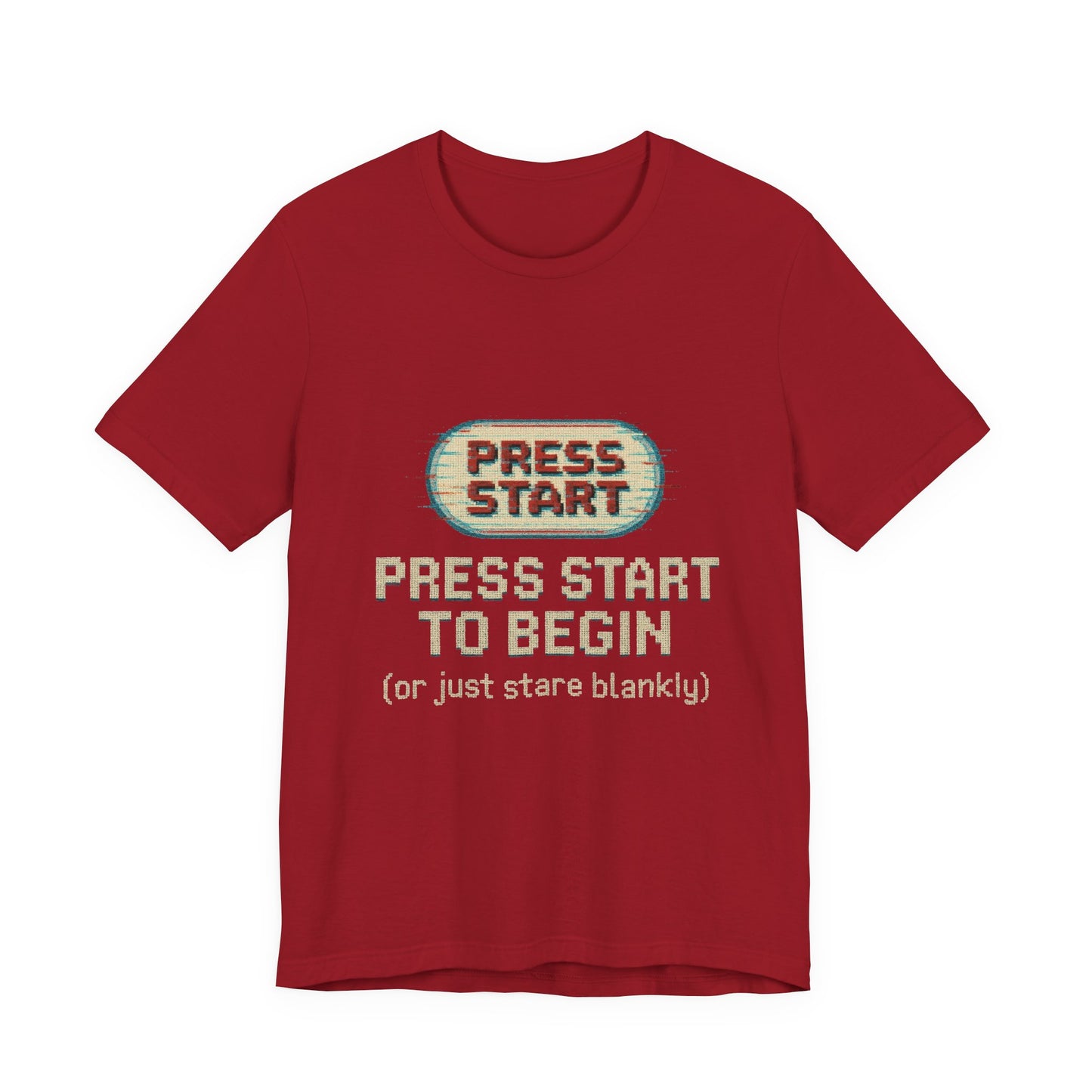 Press Start (or Stare) Unisex Tee, Gamer Shirt, Video Game Gift, Retro Gaming Top, Casual Wear, Fun Graphic T-Shirt