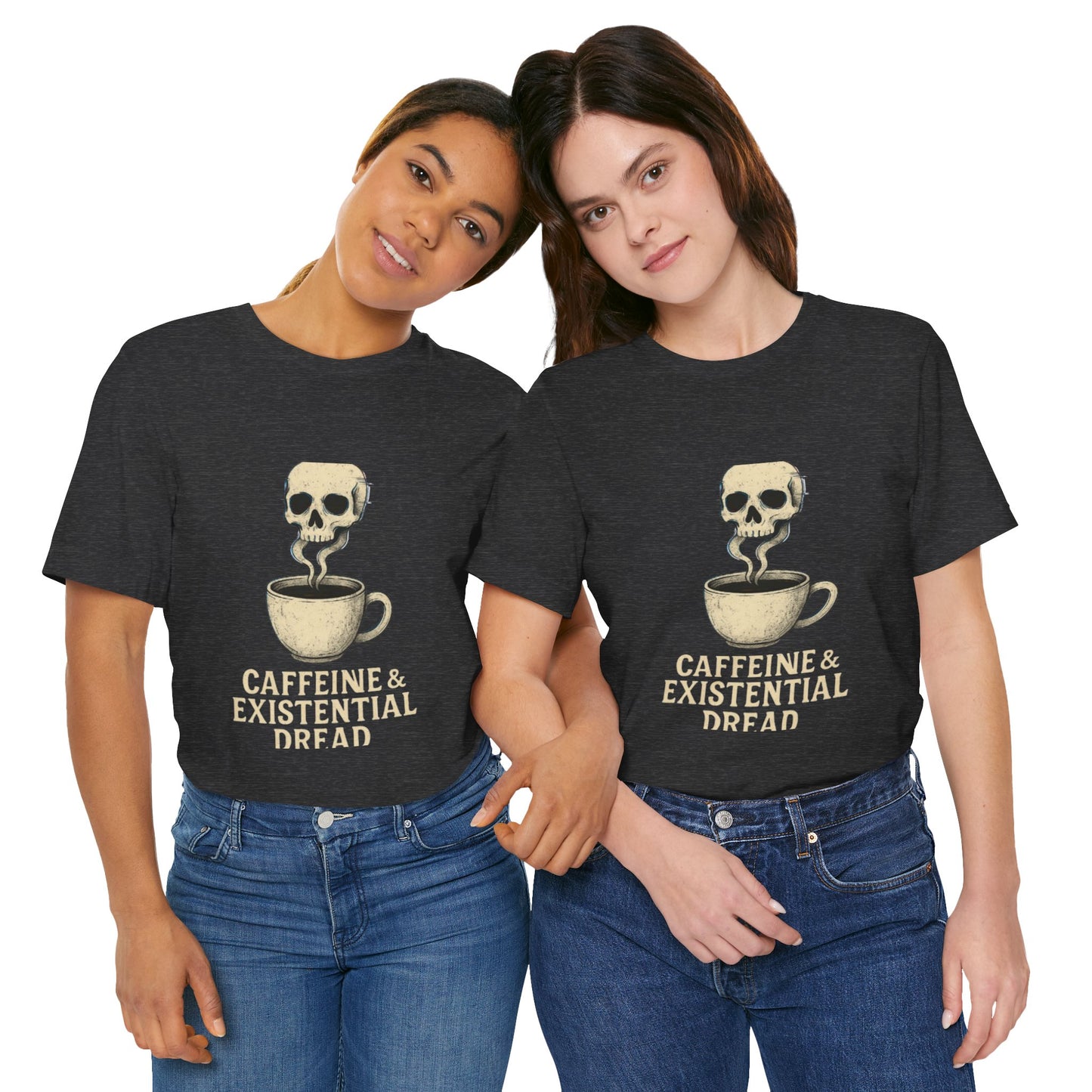 Caffeine & Existential Dread Tee, Unisex T-Shirt for Coffee Lovers, Casual Apparel, Great for Gifting, Perfect for Everyday Wear
