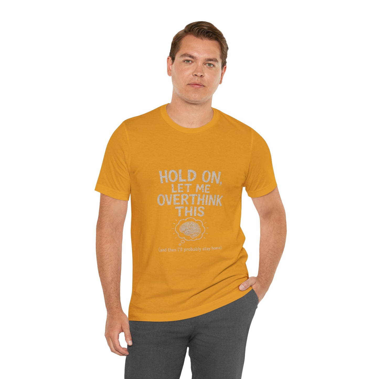 Short Sleeve Tee - 'Hold On, Let Me Overthink This' Glitched Thought Bubble Design