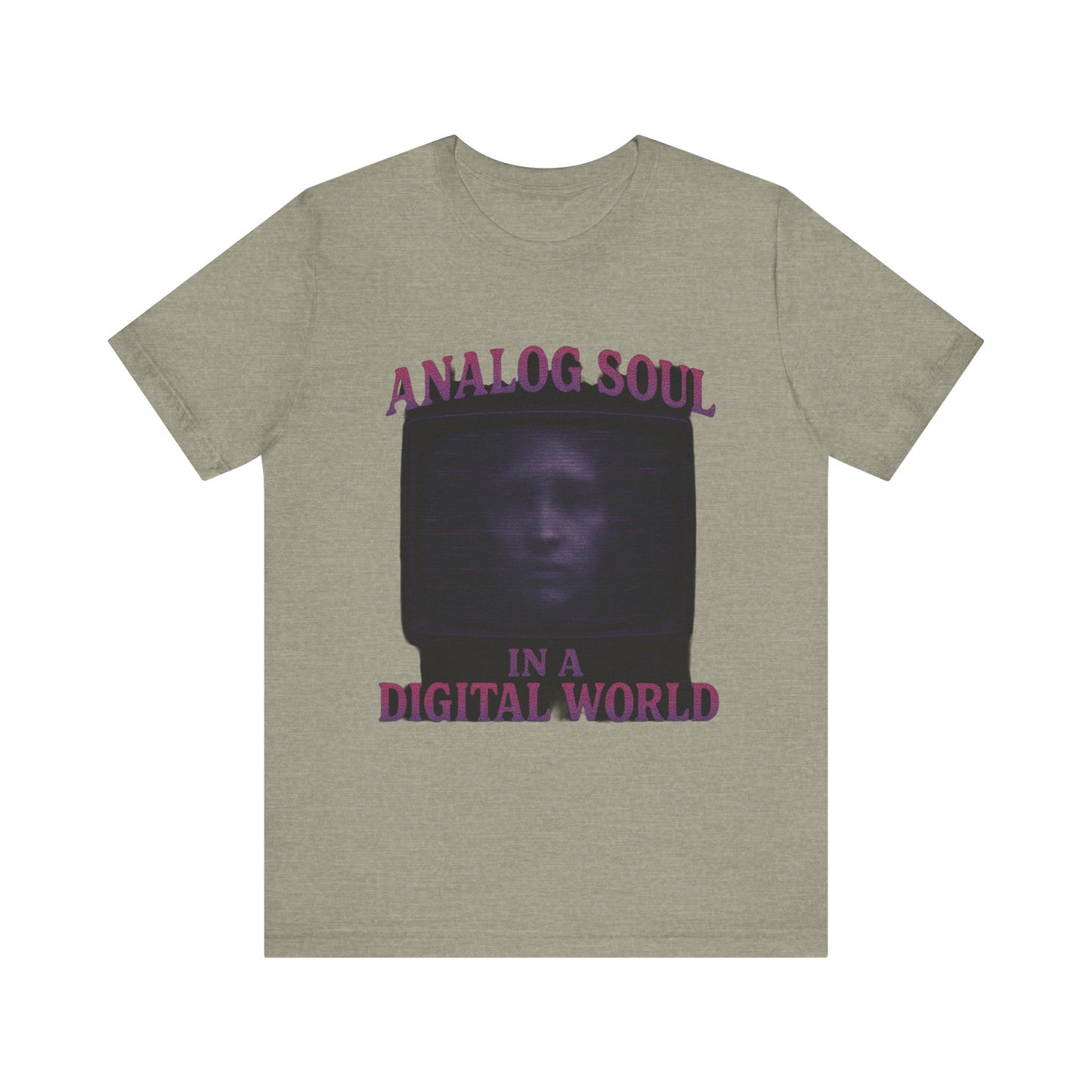 Analog Soul in a Digital World Unisex Jersey Tee, Vintage Graphic T-Shirt, Retro Aesthetic Shirt, Casual Wear, Gift for Tech Lovers, Unisex Fashion