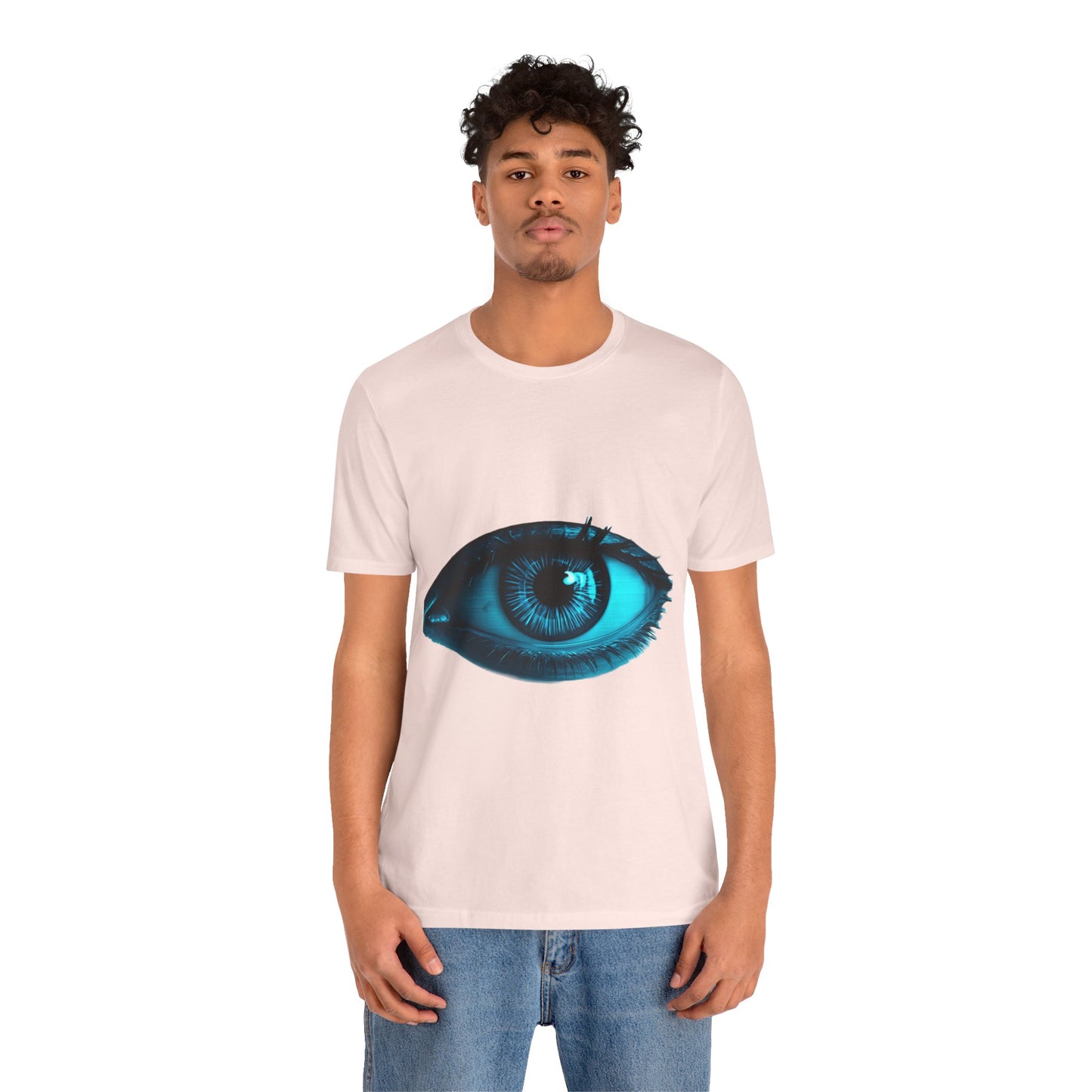 Distorted Cybernetic Gaze Eye-Catching Unisex Tee: Unique Graphic Tee, Perfect for Casual Wear, Eye Design Shirt, Trendy Gift, Statement Fashion