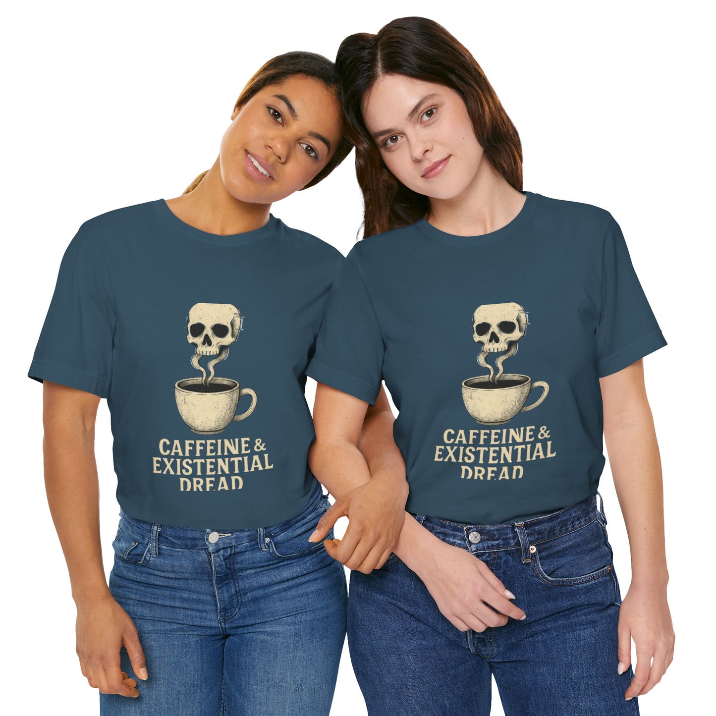 Caffeine & Existential Dread Tee, Unisex T-Shirt for Coffee Lovers, Casual Apparel, Great for Gifting, Perfect for Everyday Wear