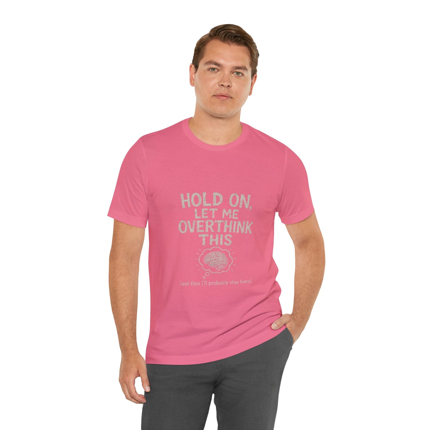 Short Sleeve Tee - 'Hold On, Let Me Overthink This' Glitched Thought Bubble Design