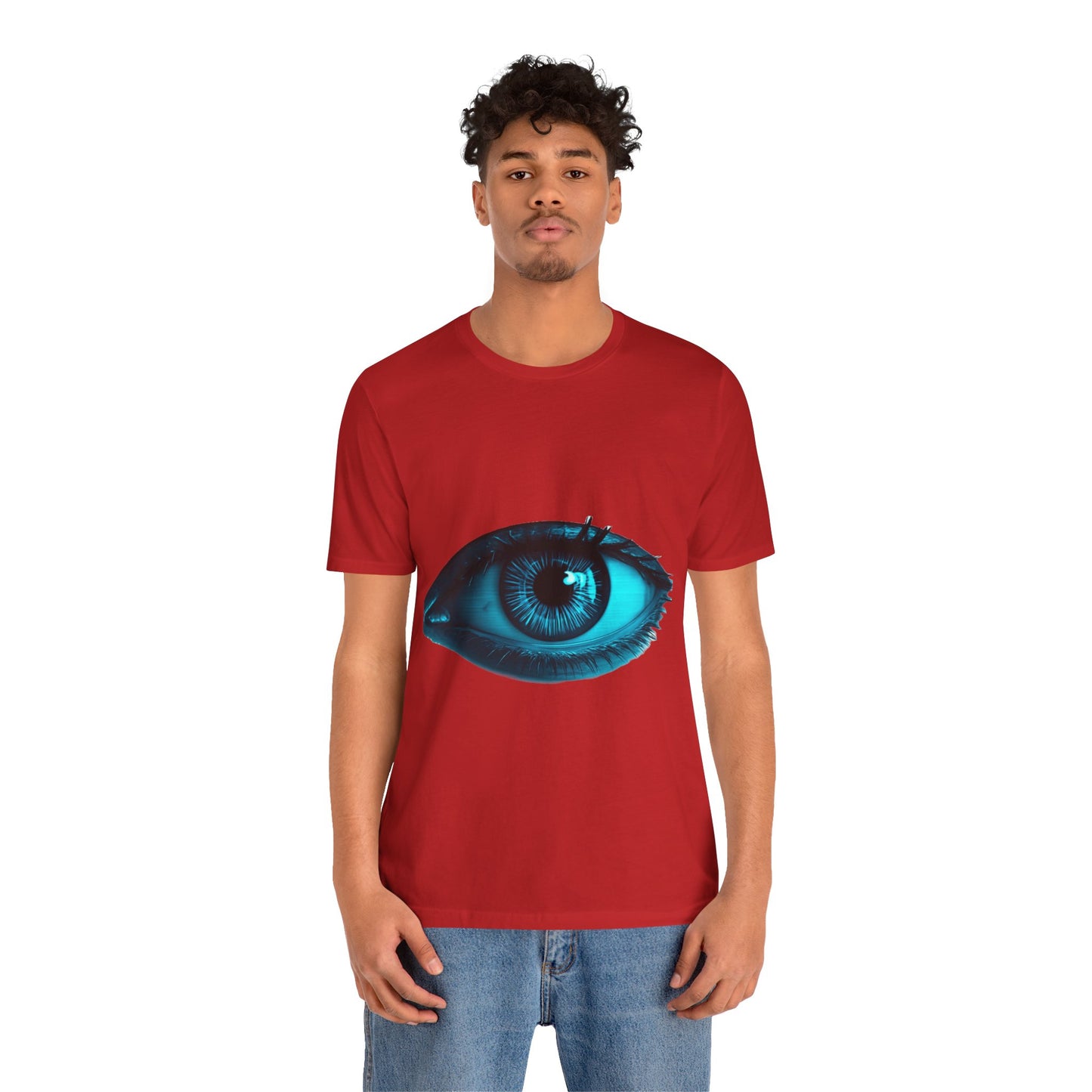 Distorted Cybernetic Gaze Eye-Catching Unisex Tee: Unique Graphic Tee, Perfect for Casual Wear, Eye Design Shirt, Trendy Gift, Statement Fashion