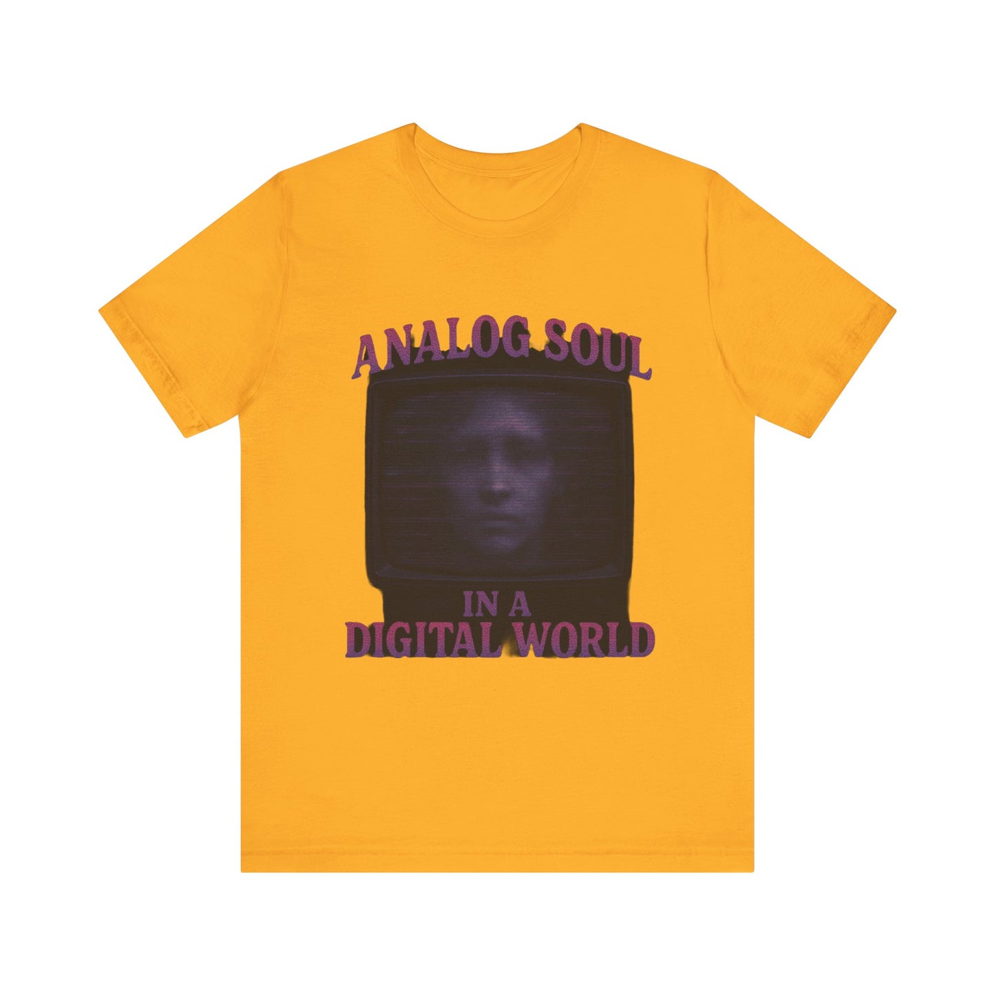 Analog Soul in a Digital World Unisex Jersey Tee, Vintage Graphic T-Shirt, Retro Aesthetic Shirt, Casual Wear, Gift for Tech Lovers, Unisex Fashion
