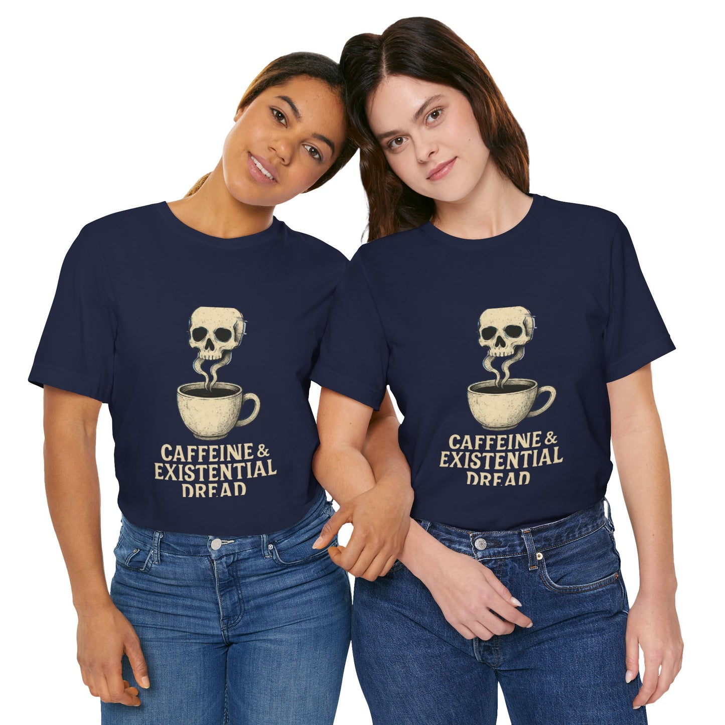 Caffeine & Existential Dread Tee, Unisex T-Shirt for Coffee Lovers, Casual Apparel, Great for Gifting, Perfect for Everyday Wear