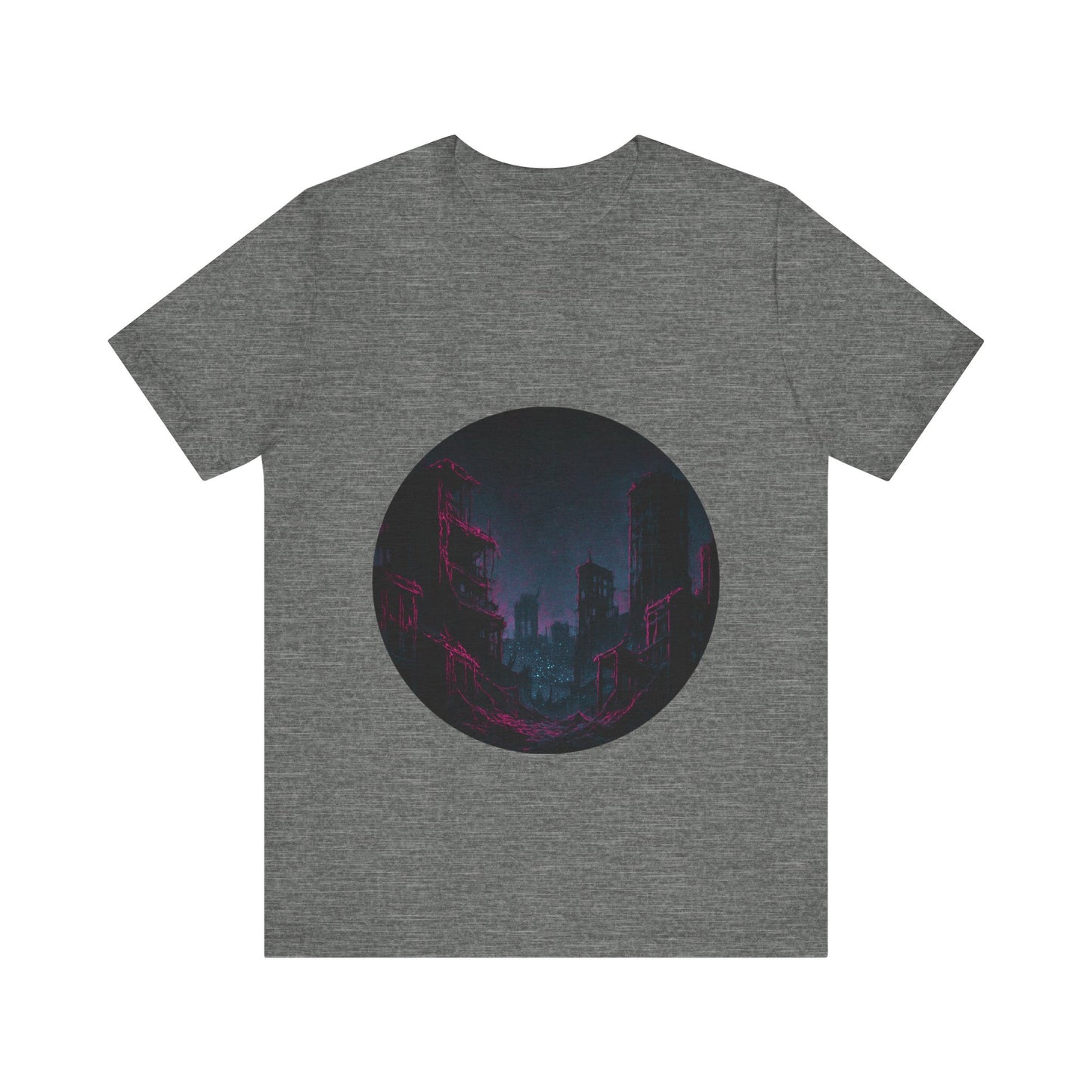 Urban Decay, Neon Dreams Tee - Unisex Short Sleeve Shirt, Modern Graphic Tee, Streetwear, Casual Outfit, Gift for Art Lovers, Cityscape Design