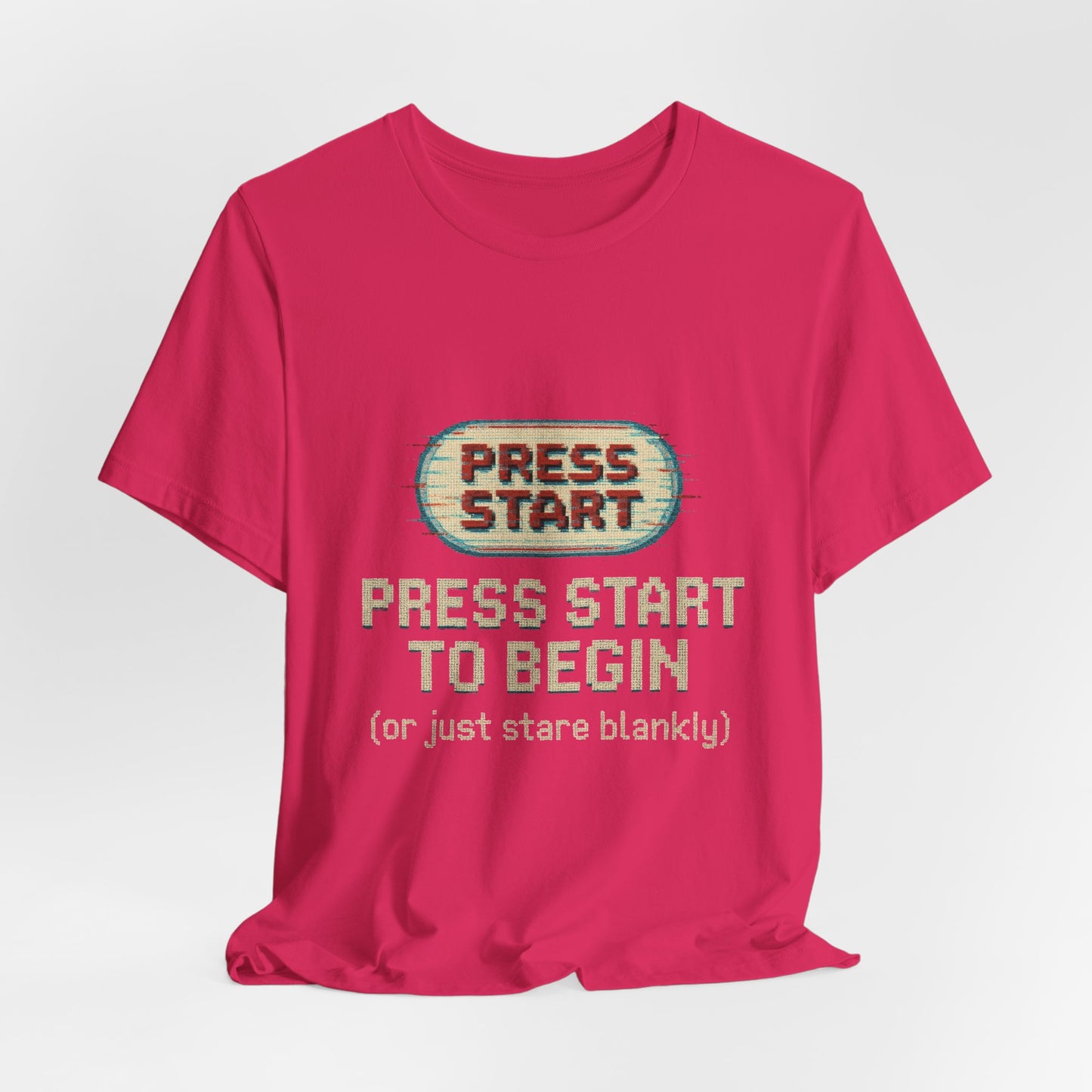 Press Start (or Stare) Unisex Tee, Gamer Shirt, Video Game Gift, Retro Gaming Top, Casual Wear, Fun Graphic T-Shirt