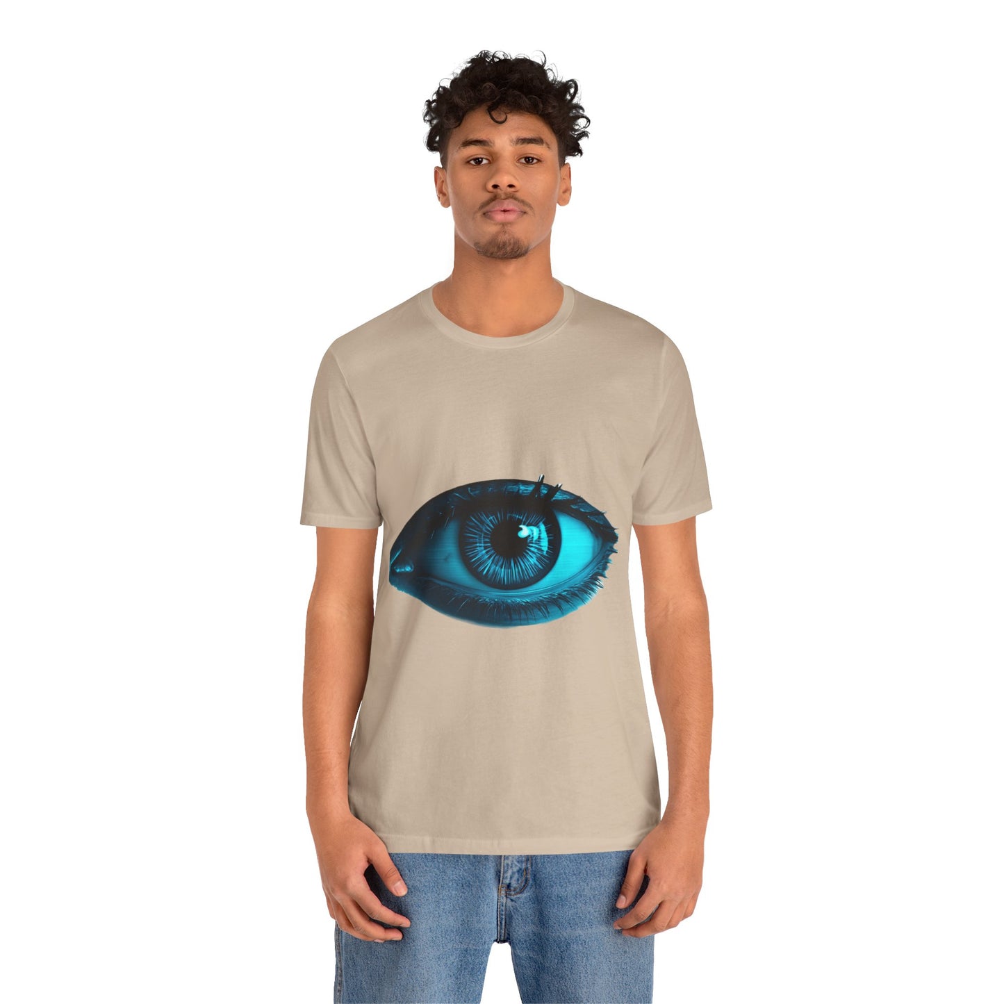 Distorted Cybernetic Gaze Eye-Catching Unisex Tee: Unique Graphic Tee, Perfect for Casual Wear, Eye Design Shirt, Trendy Gift, Statement Fashion