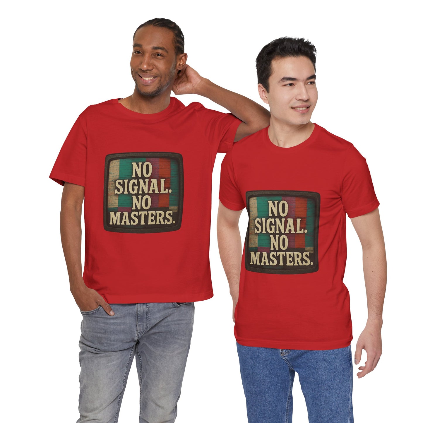 Unisex Tee - No Signal No Masters TV Graphic Glitch Effect Shirt