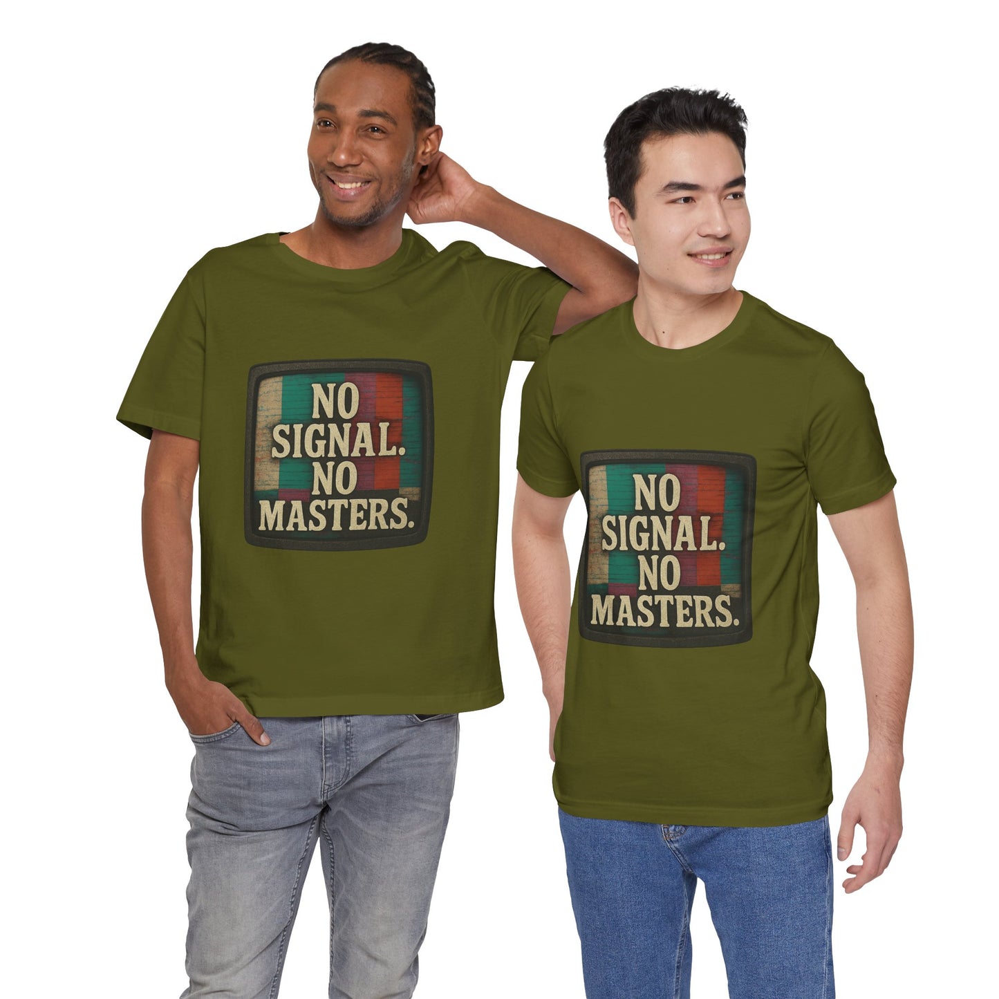 Unisex Tee - No Signal No Masters TV Graphic Glitch Effect Shirt