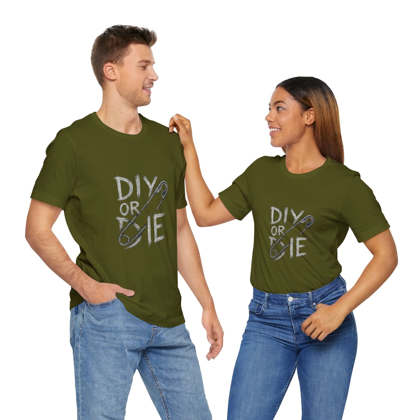 Punk Tee with Hand-Drawn Text and Glitched Safety Pin