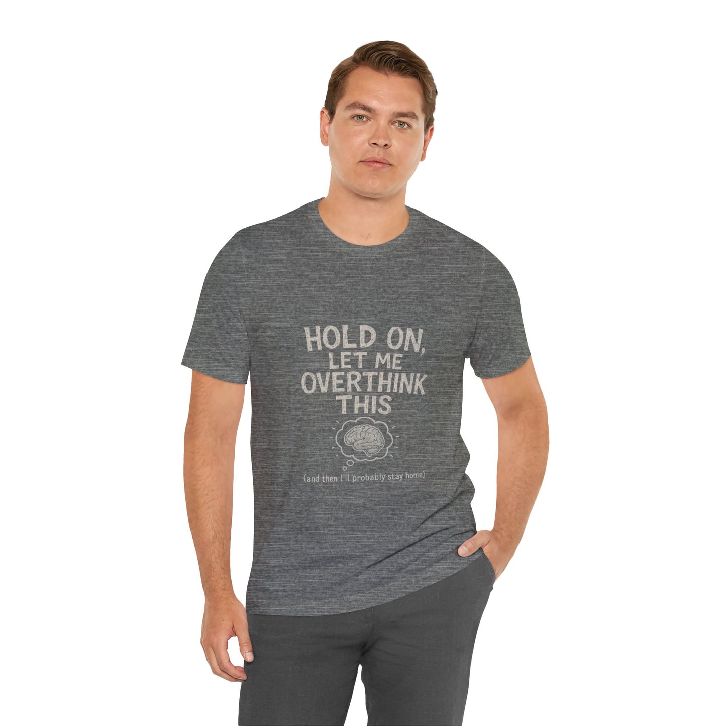 Short Sleeve Tee - 'Hold On, Let Me Overthink This' Glitched Thought Bubble Design