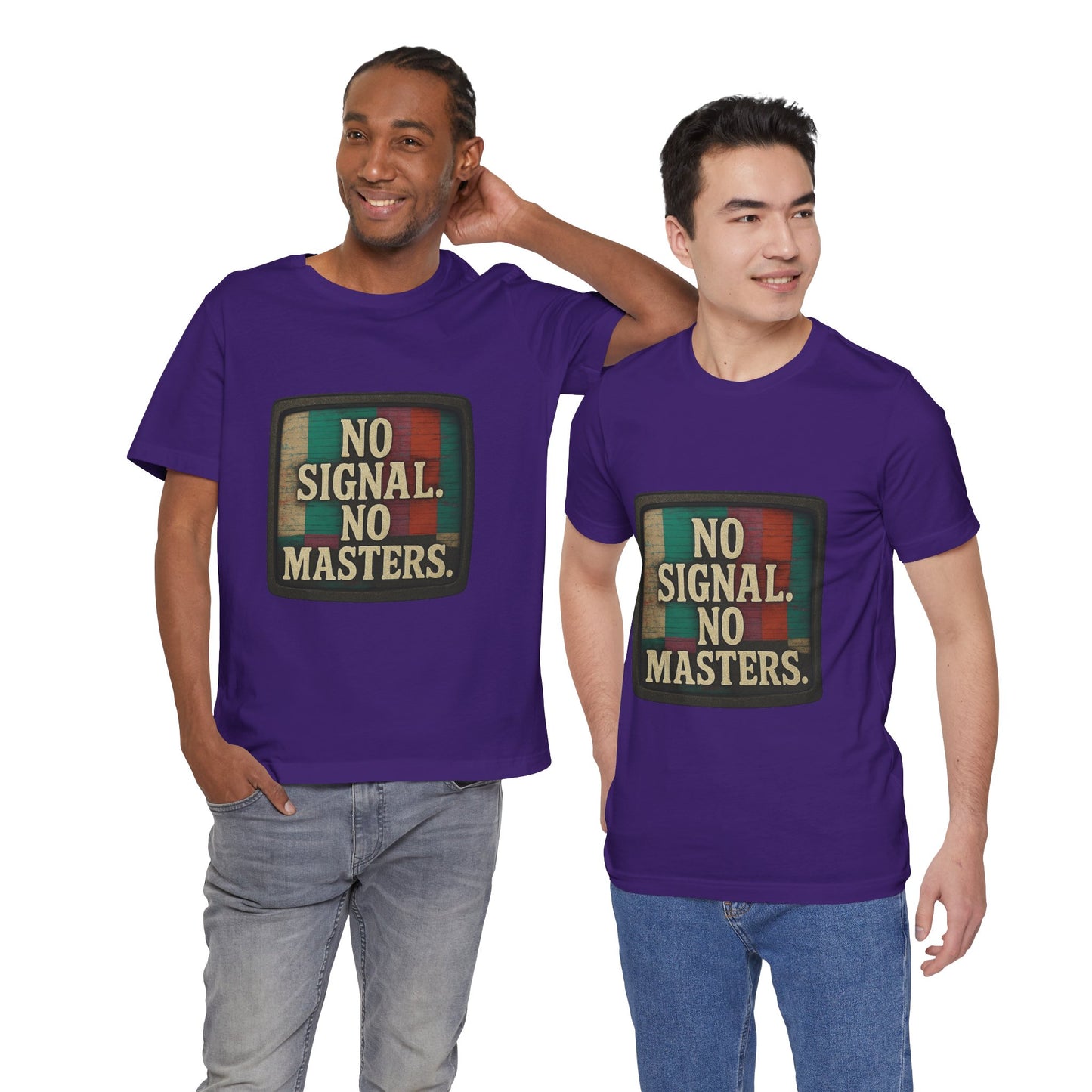 Unisex Tee - No Signal No Masters TV Graphic Glitch Effect Shirt
