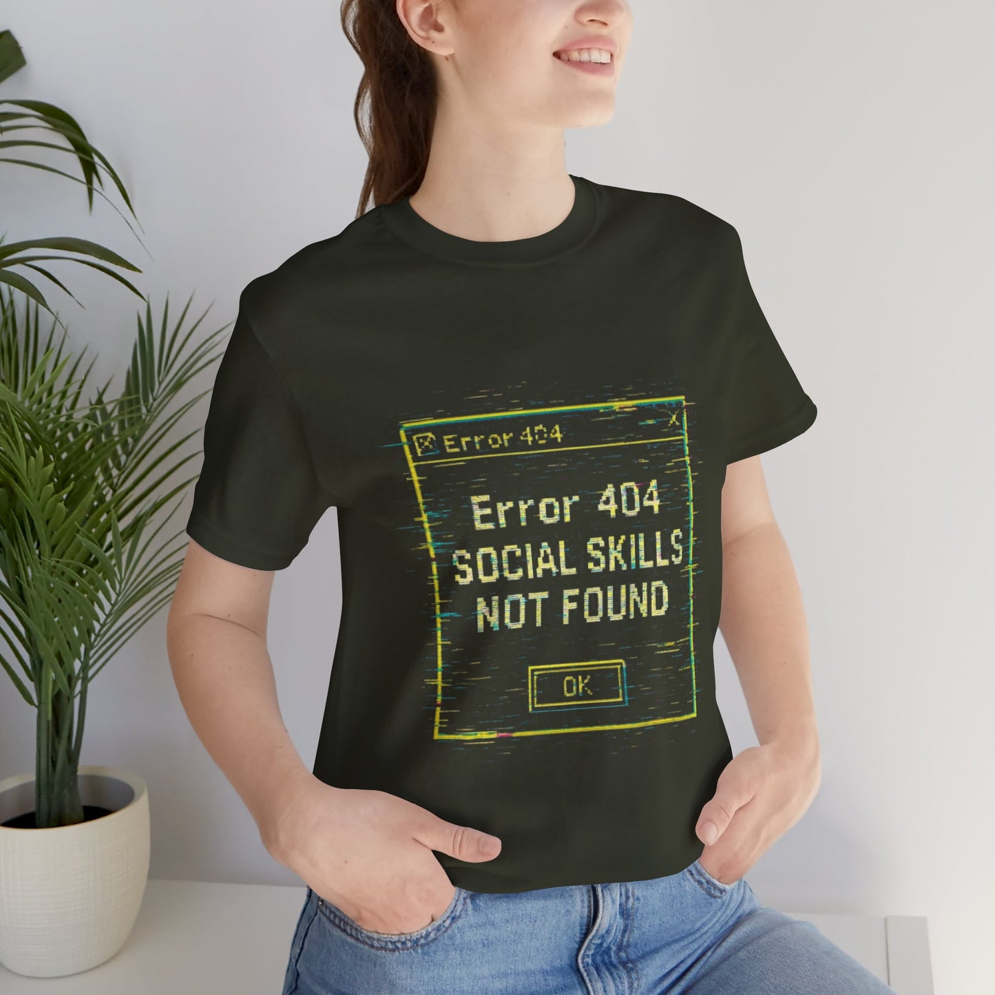 Error 404 Social Skills Unisex Tee, Funny Graphic T-Shirt, Casual Wear, Gift for Introverts, Humor Shirt